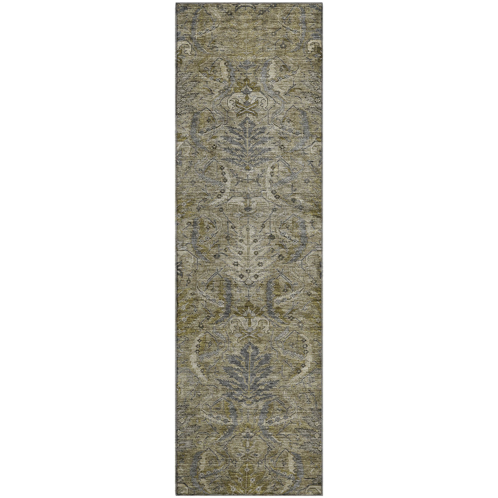 Siena Machine Washable Transitional Taupe Brown Rug 2'3" x 7'6" #shape_Runner