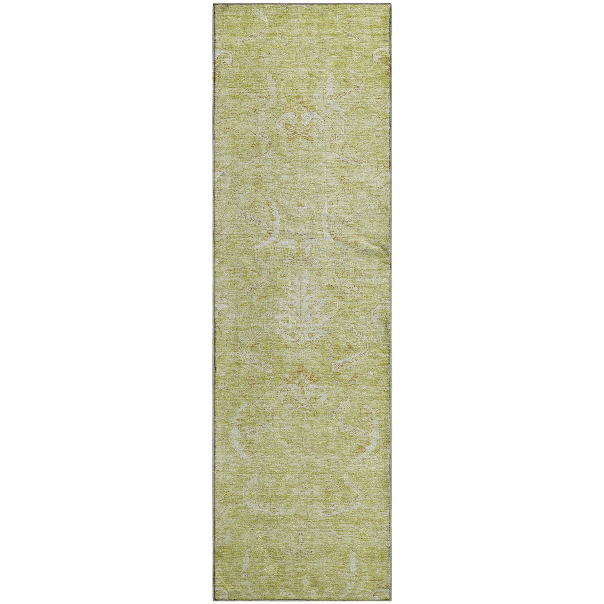 Seoul Machine Washable Transitional Aloe Green Rug 2'3" x 7'6" #shape_Runner
