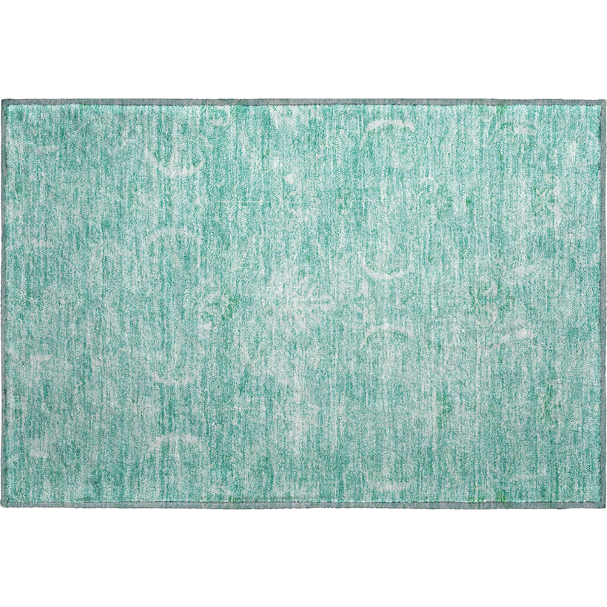 Seoul Machine Washable Transitional Aqua Teal Rug 1'8" x 2'6" #shape_Rectangle