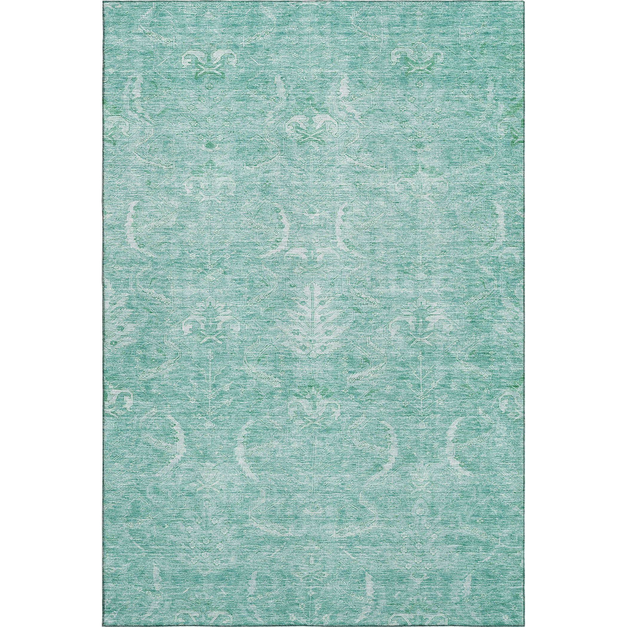 Seoul Machine Washable Transitional Aqua Teal Rug 2'6" x 3'10" #shape_Rectangle