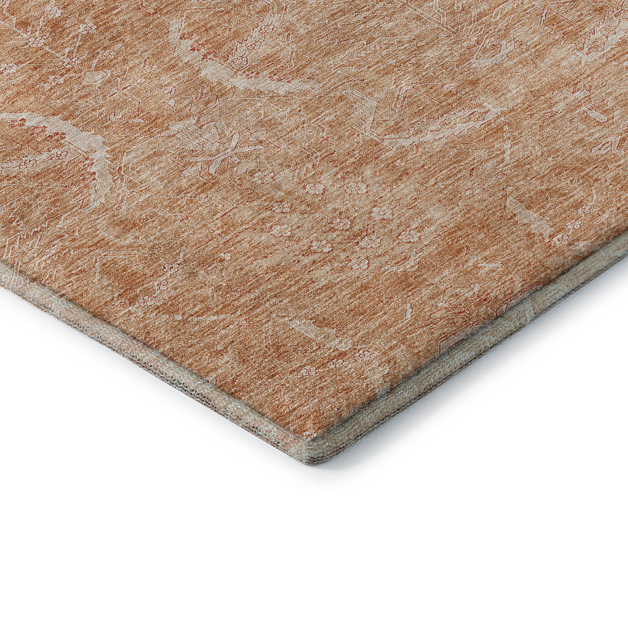 Seoul Machine Washable Transitional Salmon Orange Rug 1'8" x 2'6" #shape_Rectangle