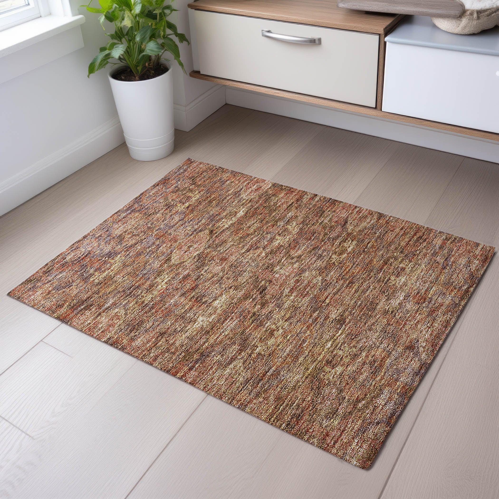 Oslo Machine Washable Transitional Brown Rug 1'8" x 2'6" #shape_Rectangle