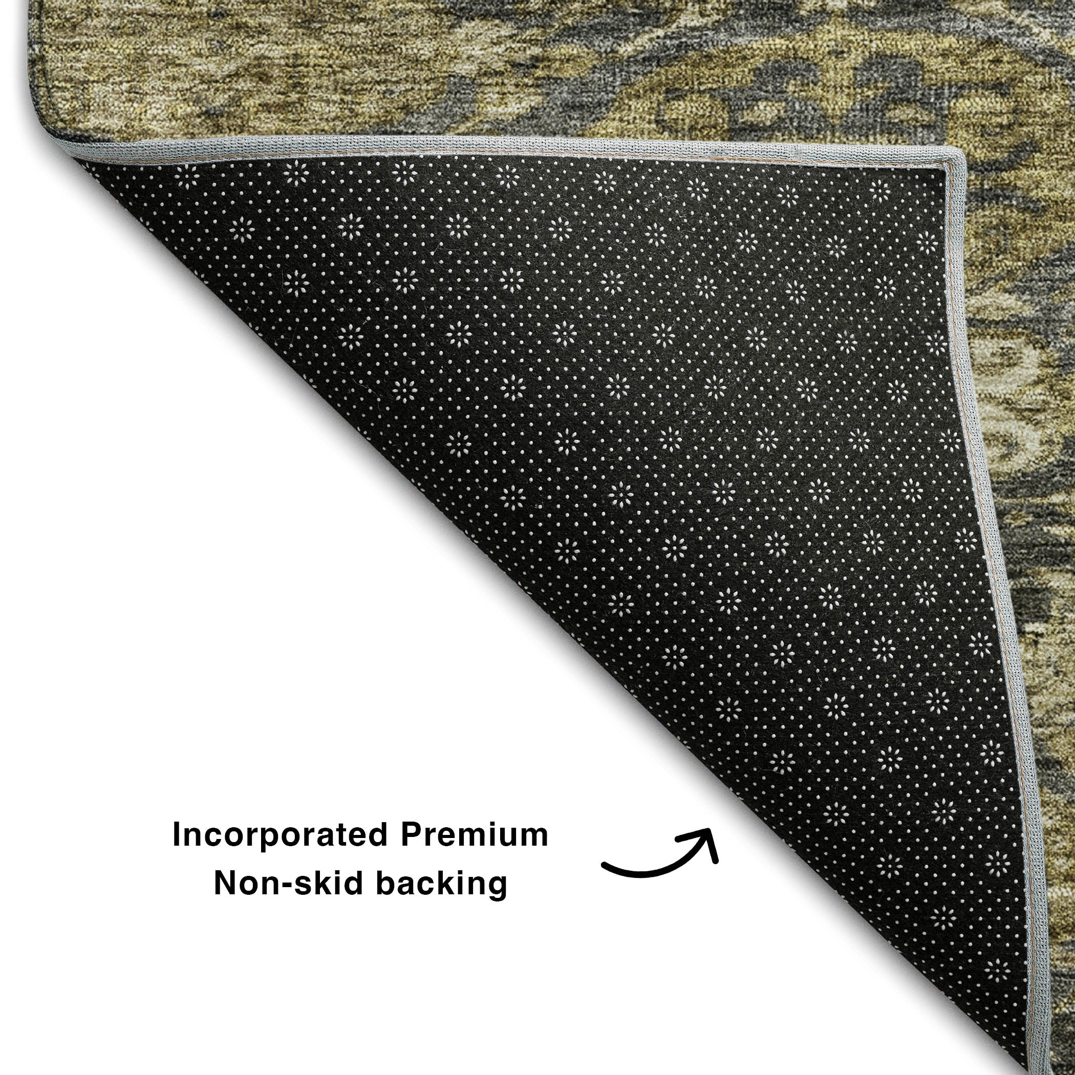 Oslo Machine Washable Transitional Charcoal Gray Rug 1'8" x 2'6" #shape_Rectangle
