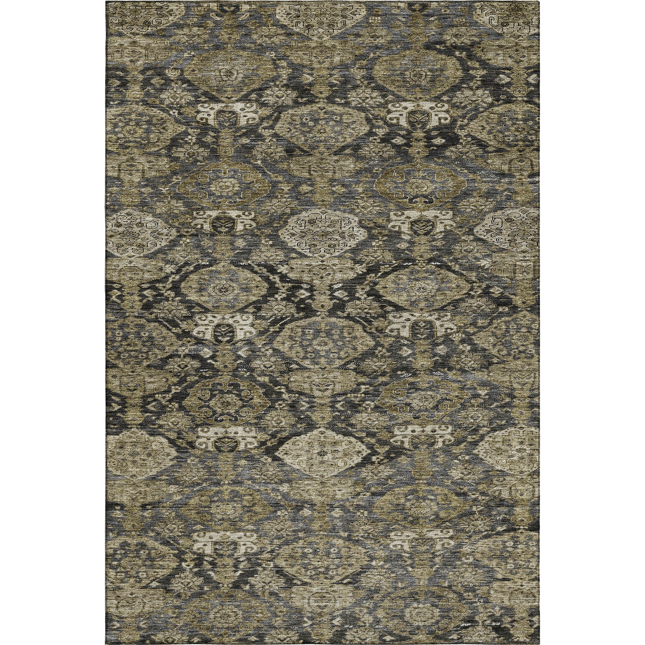 Oslo Machine Washable Transitional Charcoal Gray Rug 2'6" x 3'10" #shape_Rectangle