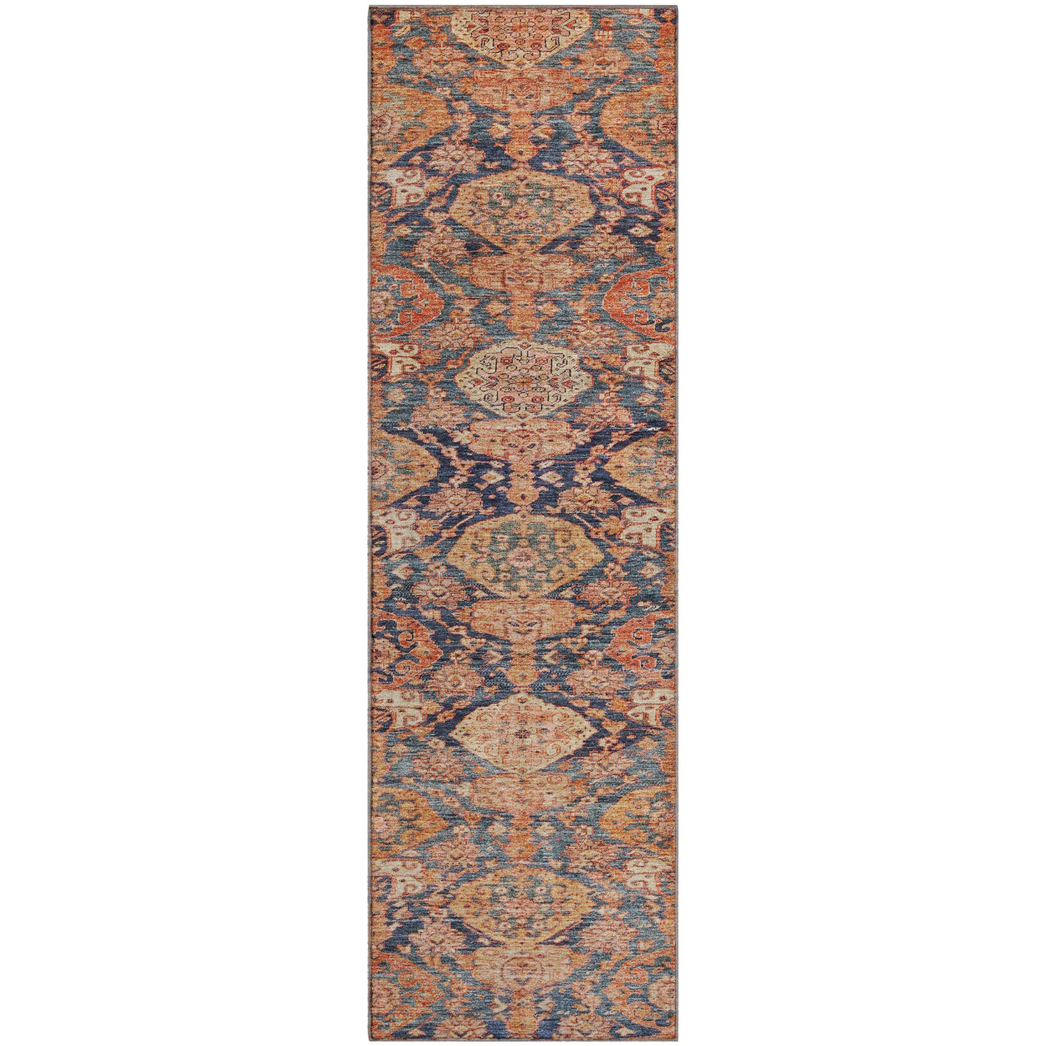 Oslo Machine Washable Transitional Terracotta Orange Rug 2'3" x 7'6" #shape_Runner