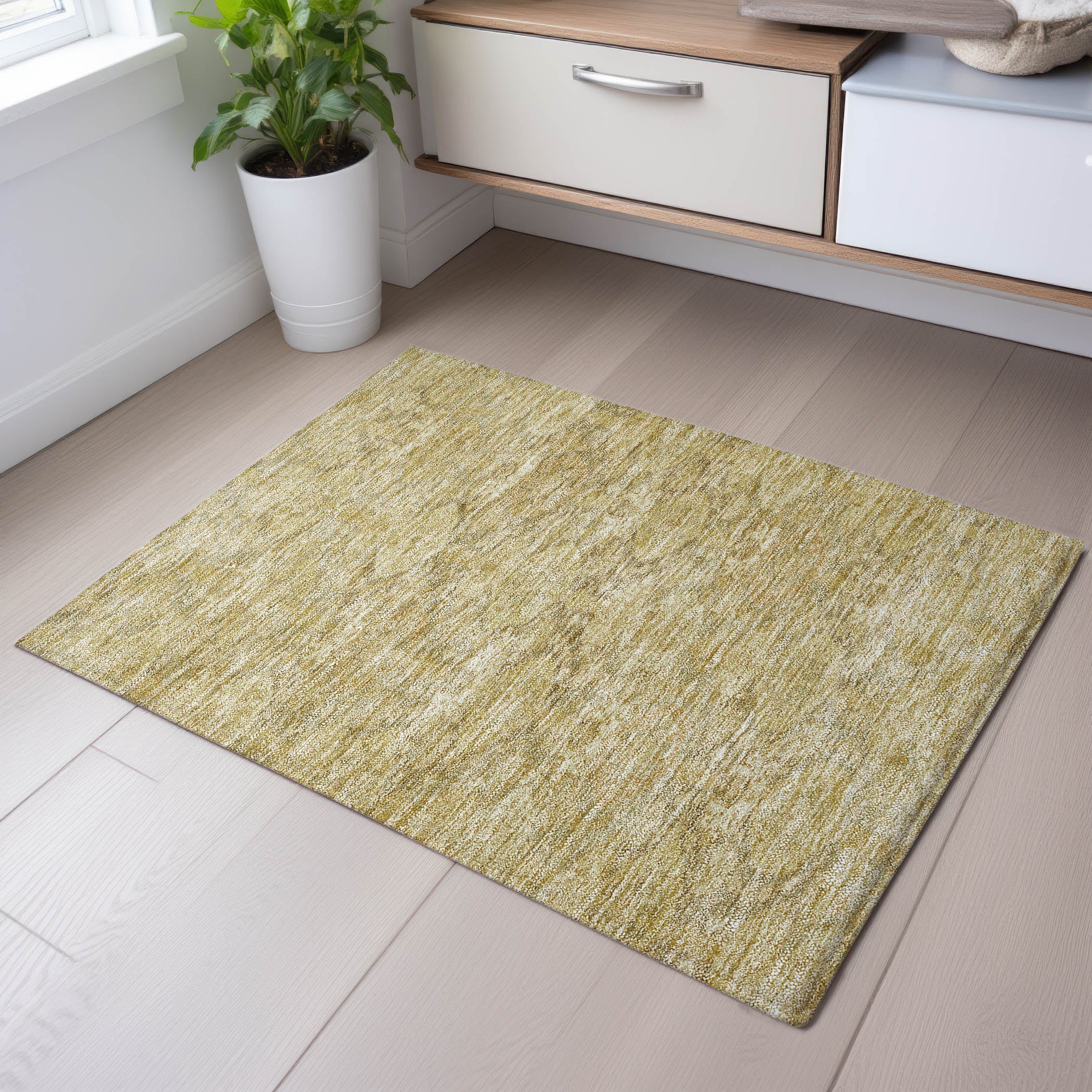 Oslo Machine Washable Transitional Wheat Gold Rug 1'8" x 2'6" #shape_Rectangle