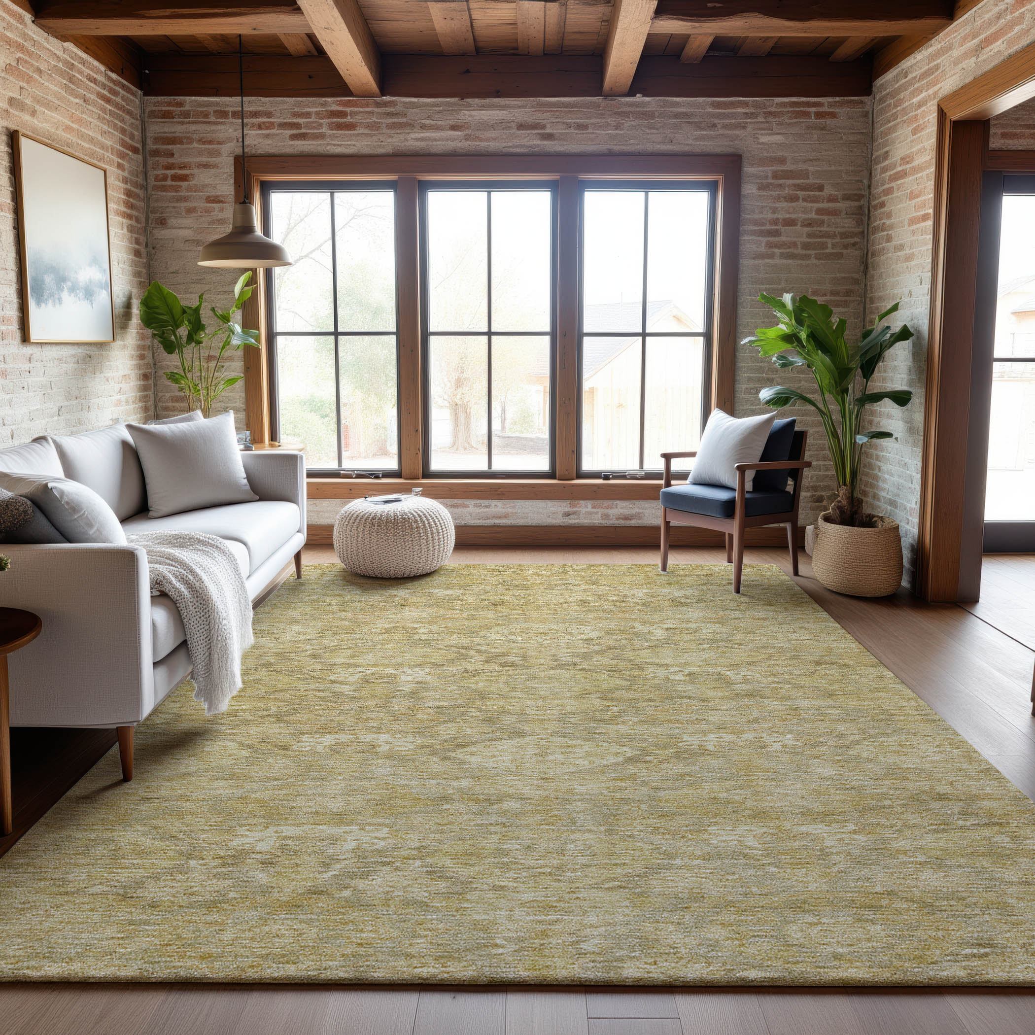 Oslo Machine Washable Transitional Wheat Gold Rug 2'6" x 3'10" #shape_Rectangle