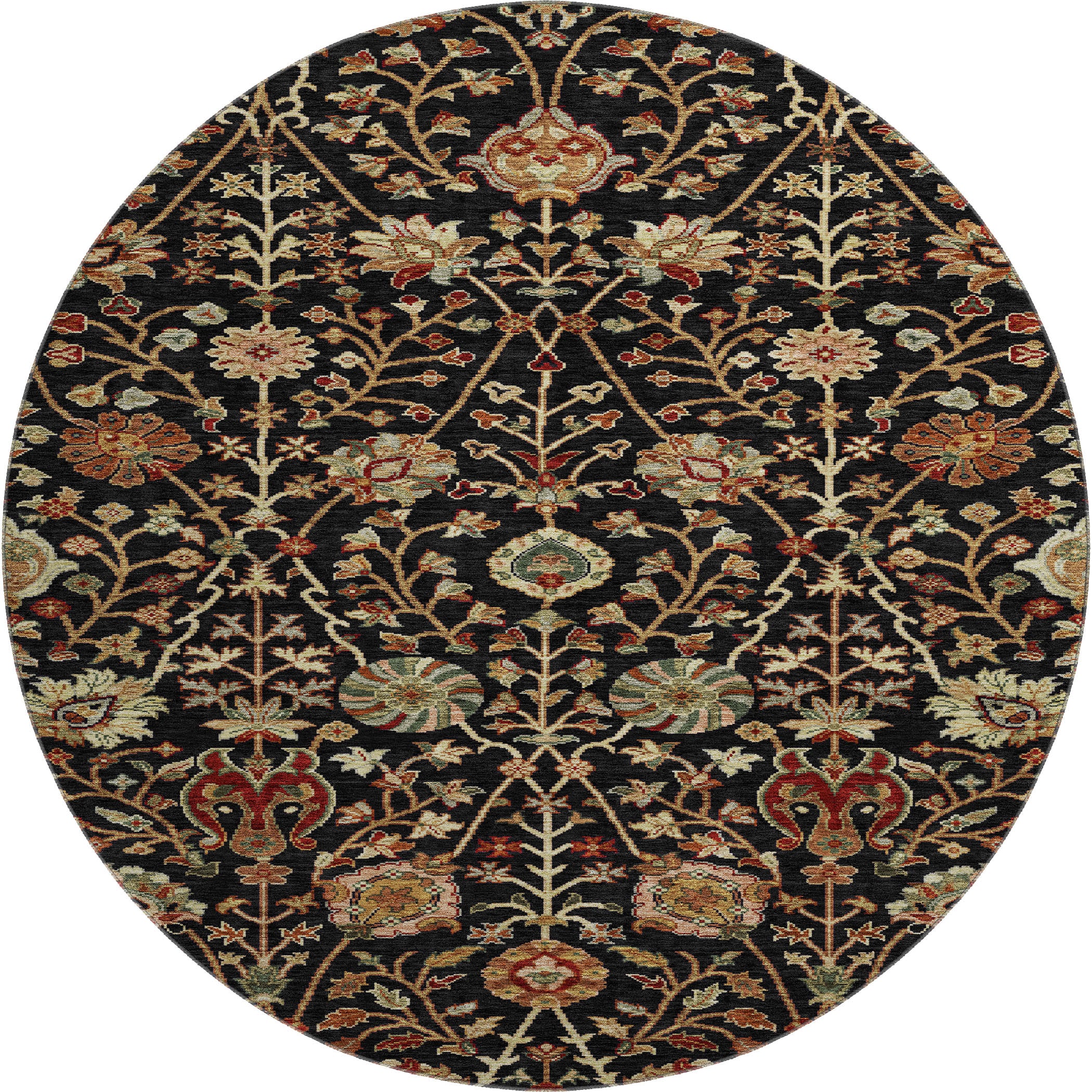 Dubrovnik Machine Washable Transitional Black Rug 8' x 8' #shape_Round