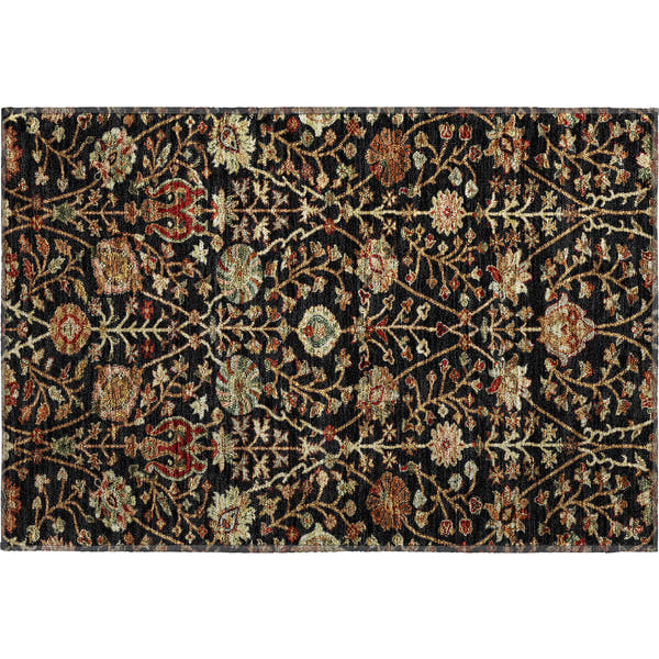Dubrovnik Machine Washable Transitional Black Rug 1'8" x 2'6"