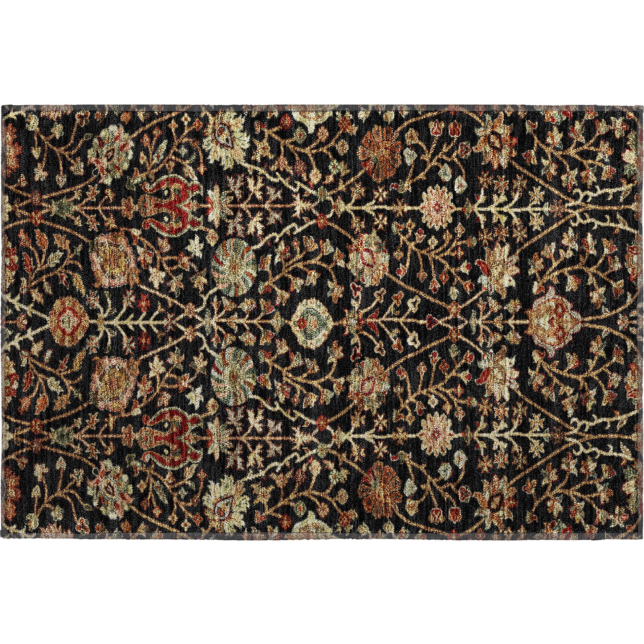 Dubrovnik Machine Washable Transitional Black Rug 1'8" x 2'6" #shape_Rectangle