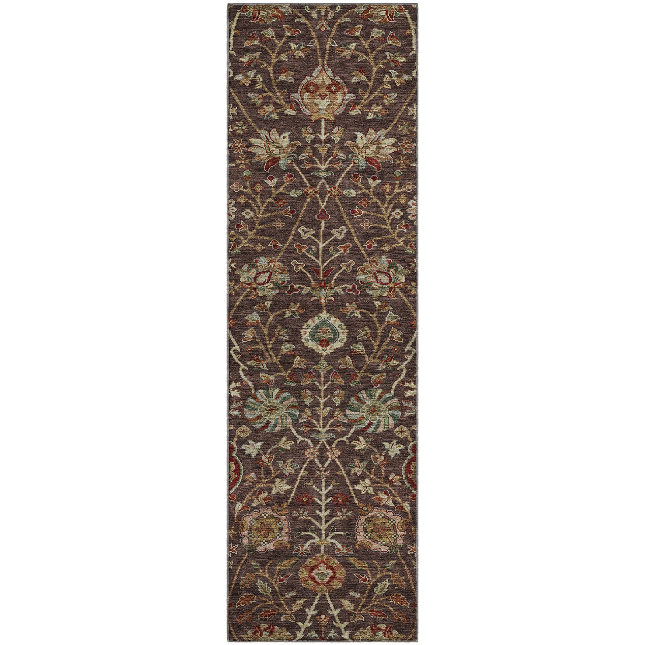 Dubrovnik Machine Washable Transitional Chocolate Brown Rug 2'3" x 7'6" #shape_Runner