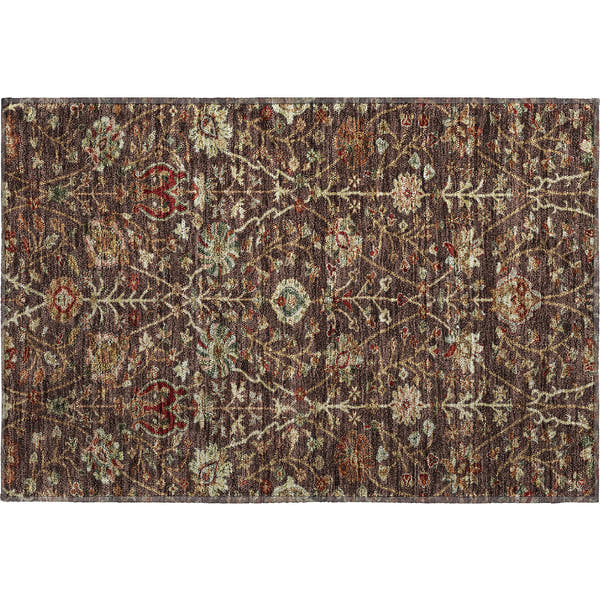 Dubrovnik Machine Washable Transitional Chocolate Brown Rug 1'8" x 2'6"