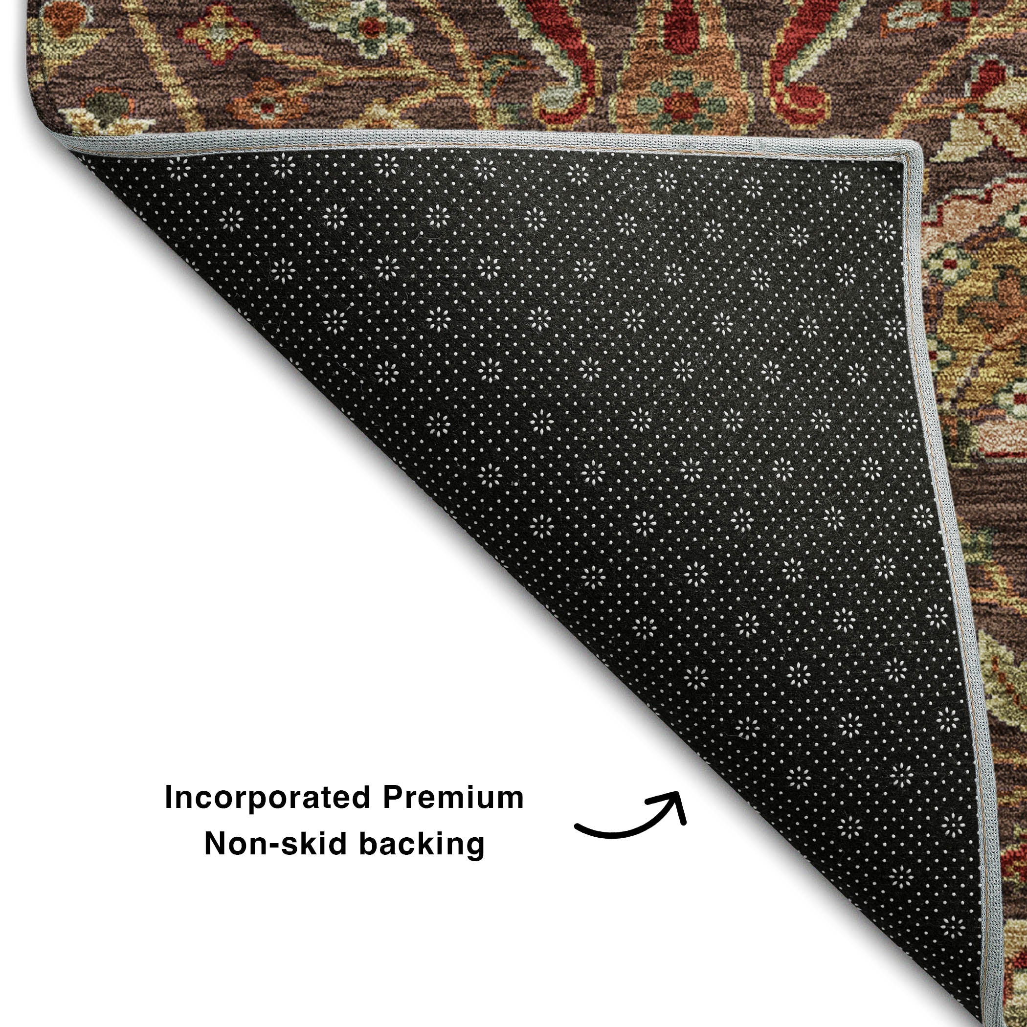 Dubrovnik Machine Washable Transitional Chocolate Brown Rug 1'8" x 2'6" #shape_Rectangle