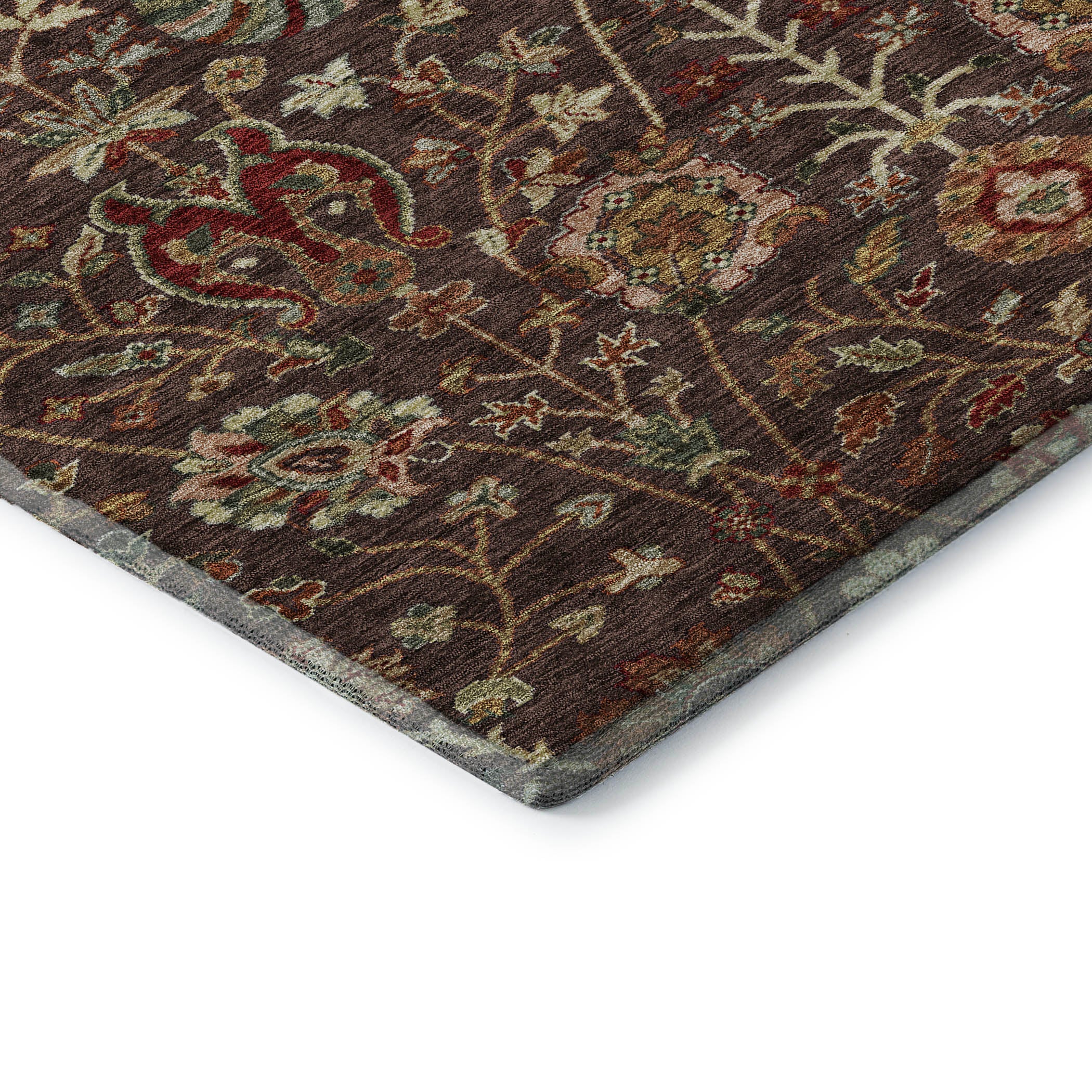 Dubrovnik Machine Washable Transitional Chocolate Brown Rug 1'8" x 2'6" #shape_Rectangle
