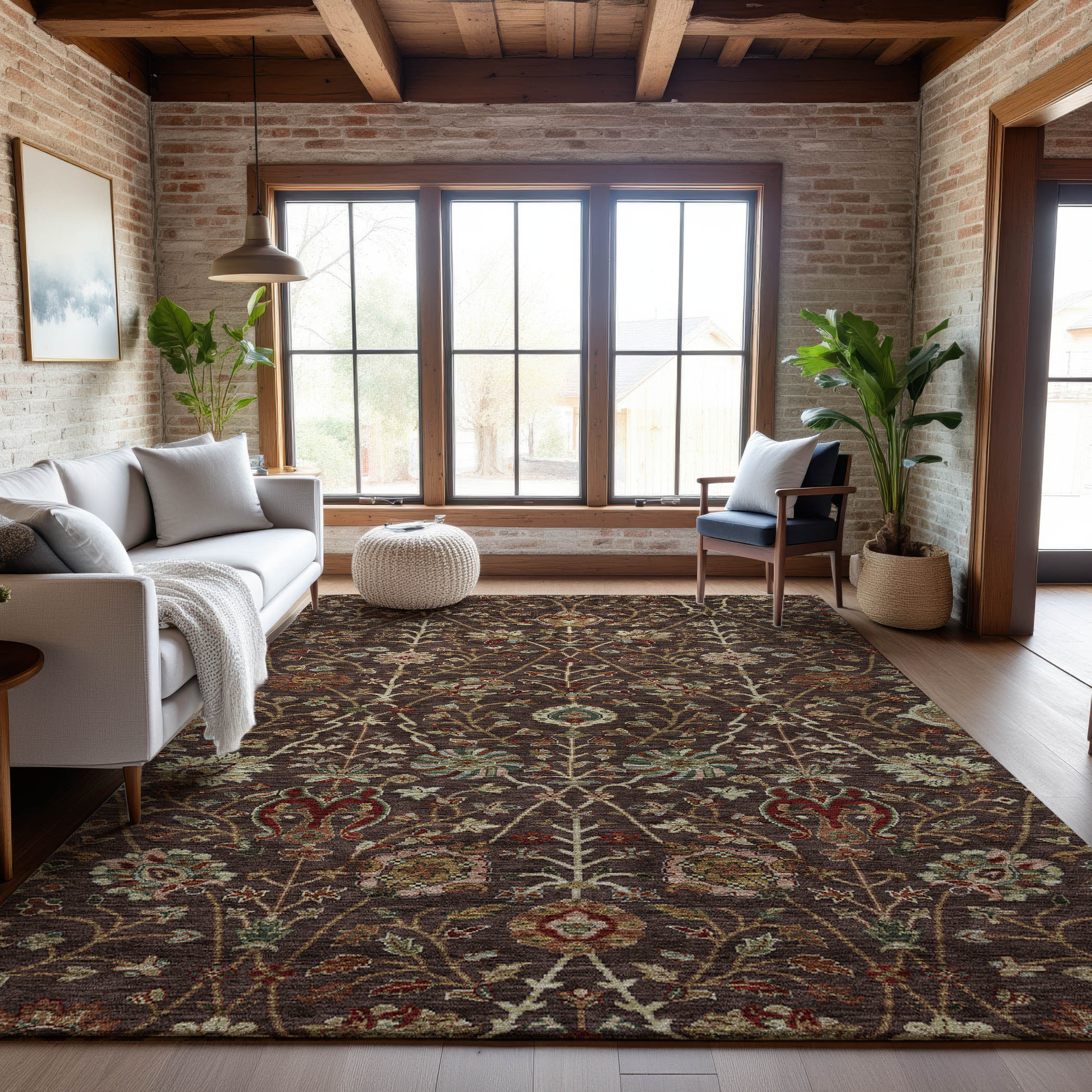 Dubrovnik Machine Washable Transitional Chocolate Brown Rug 2'6" x 3'10" #shape_Rectangle