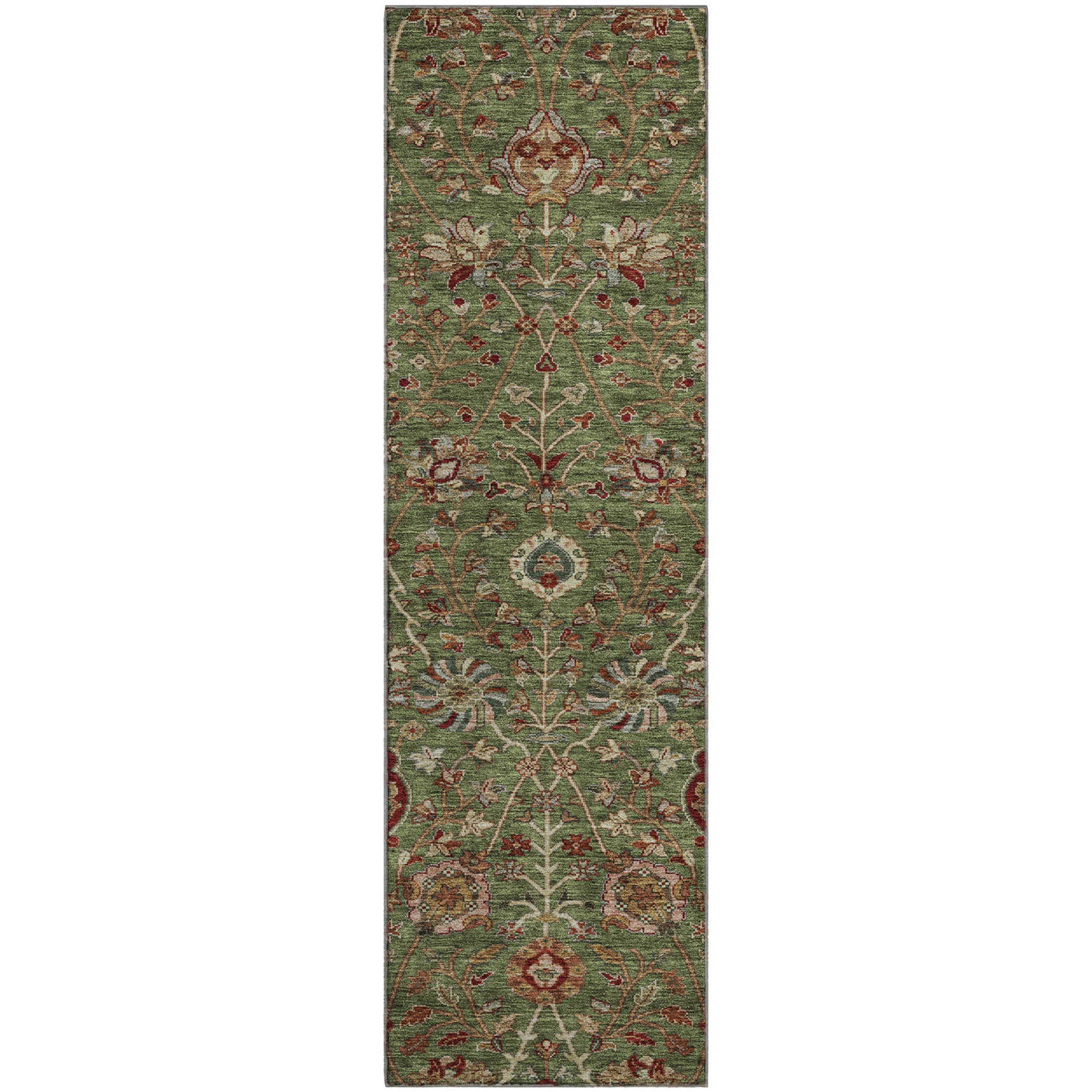 Dubrovnik Machine Washable Transitional Fern Green Rug 2'3" x 7'6" #shape_Runner