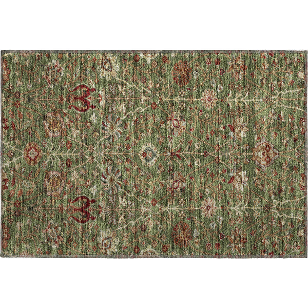 Dubrovnik Machine Washable Transitional Fern Green Rug 1'8" x 2'6"