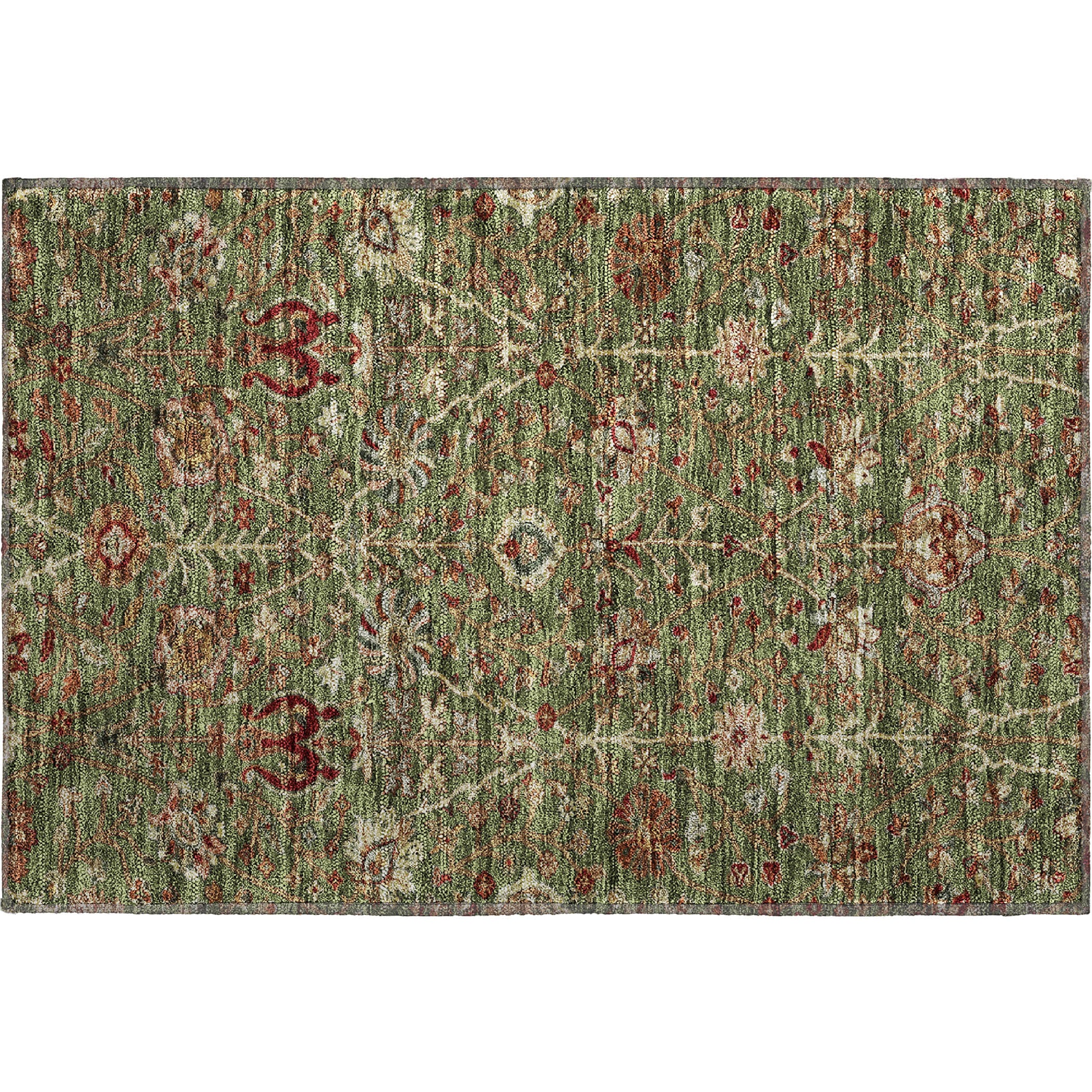 Dubrovnik Machine Washable Transitional Fern Green Rug 1'8" x 2'6" #shape_Rectangle