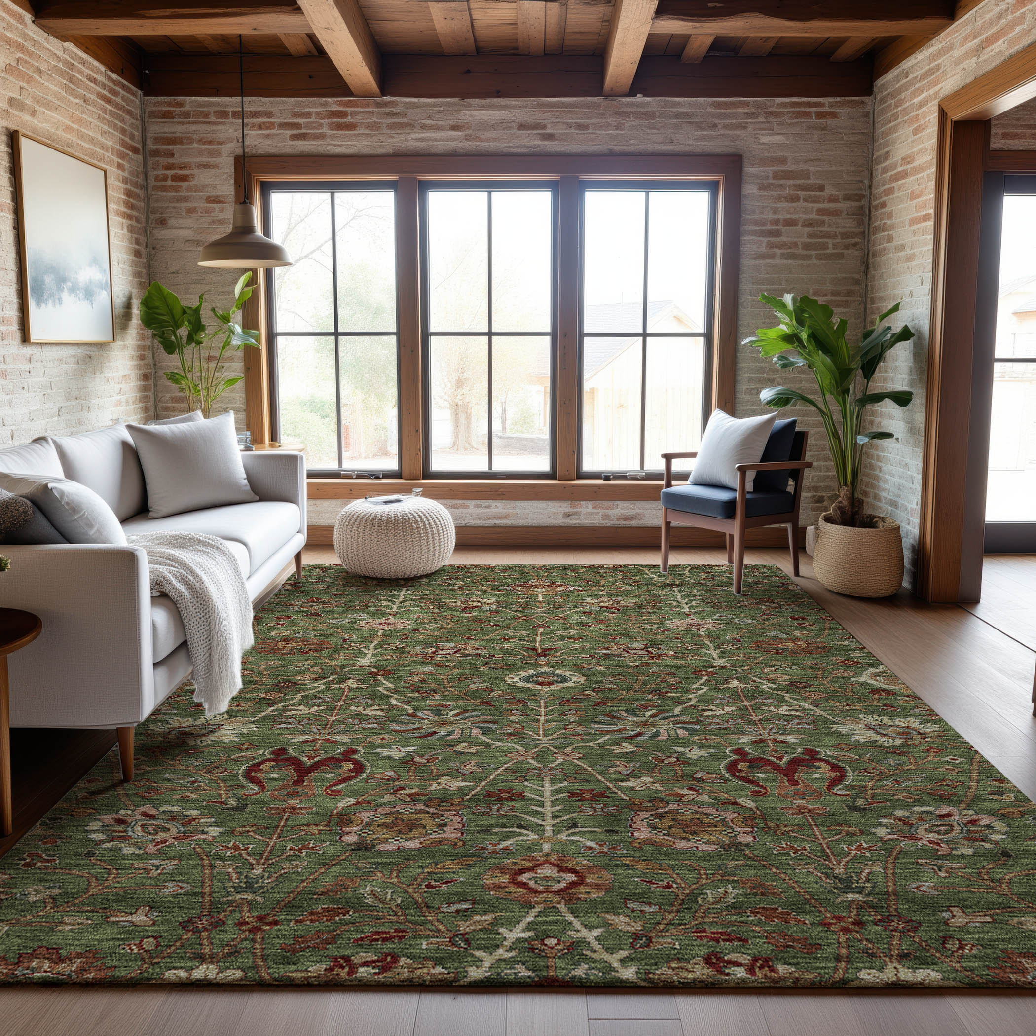 Dubrovnik Machine Washable Transitional Fern Green Rug 2'6" x 3'10" #shape_Rectangle