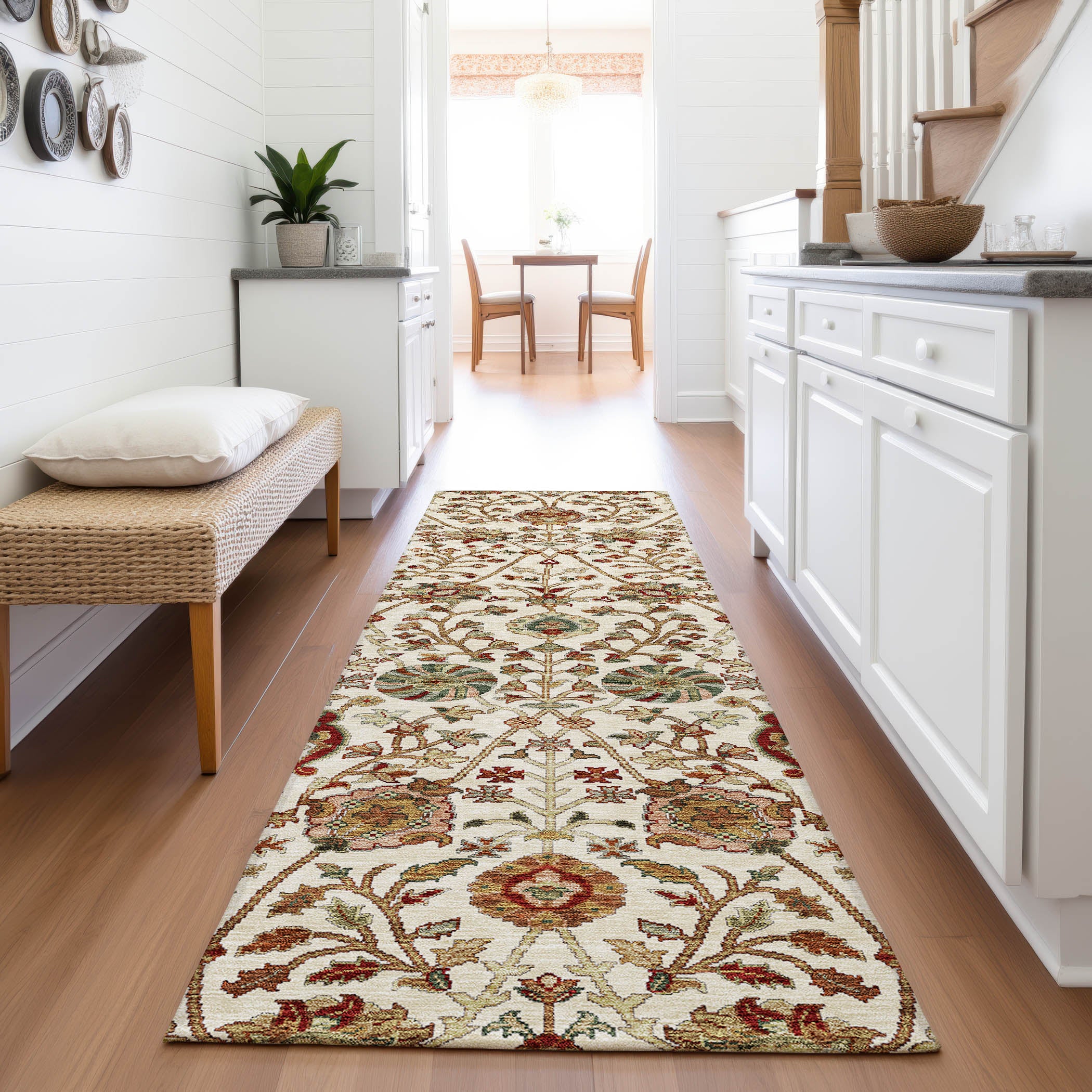 Dubrovnik Machine Washable Transitional Ivory Rug 2'3" x 7'6" #shape_Runner