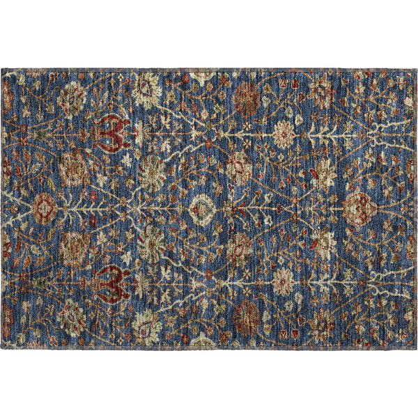 Dubrovnik Machine Washable Transitional Navy Blue Rug 1'8" x 2'6"