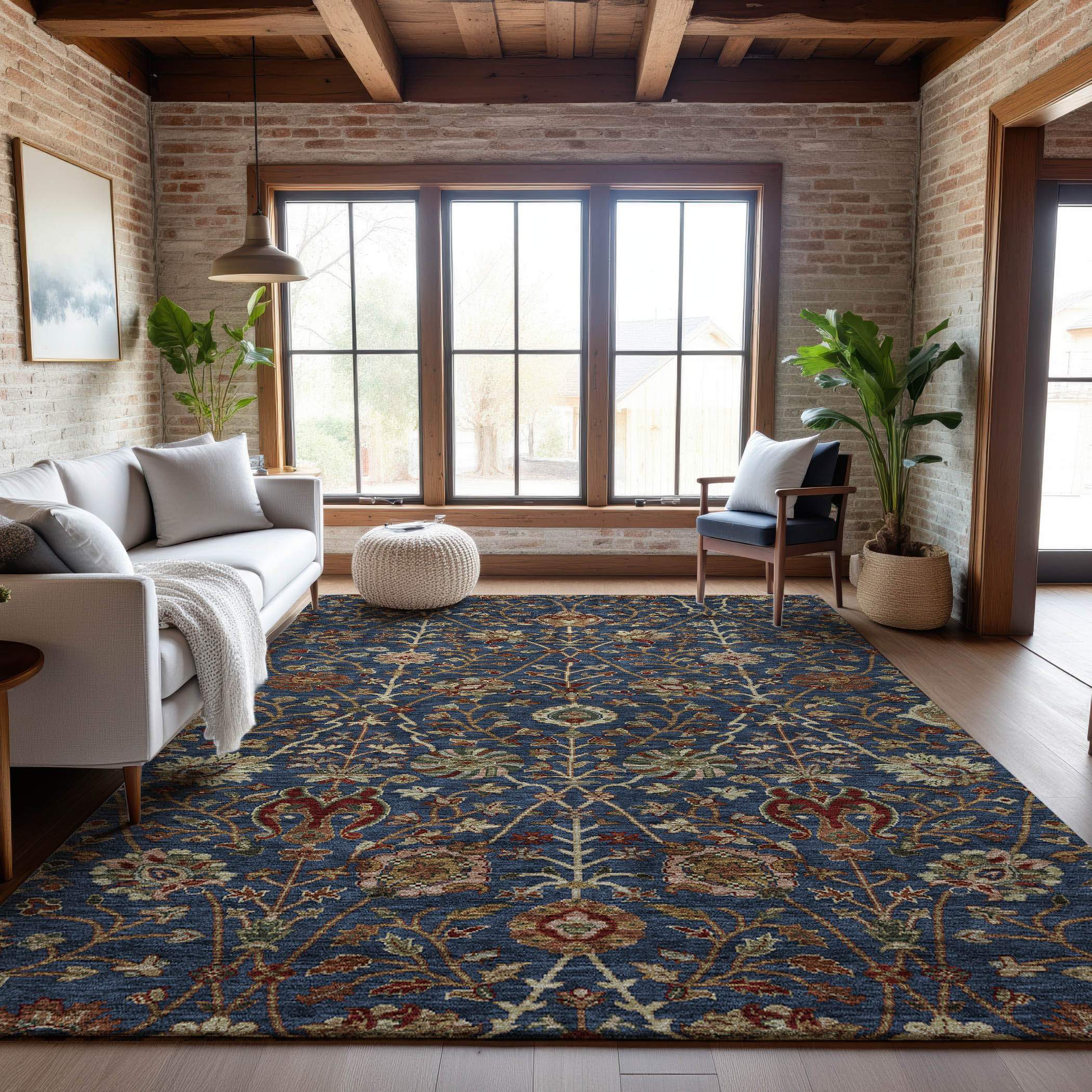 Dubrovnik Machine Washable Transitional Navy Blue Rug 2'6" x 3'10" #shape_Rectangle