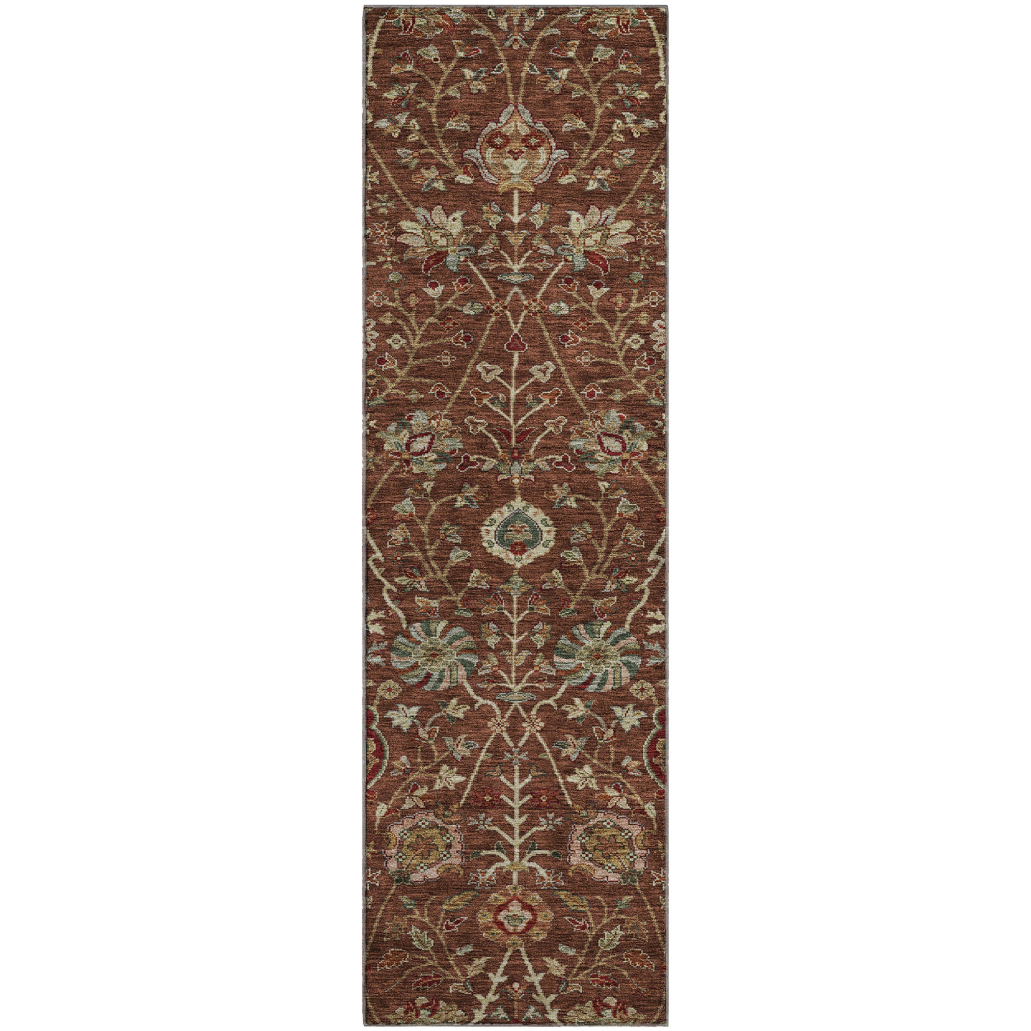 Dubrovnik Machine Washable Transitional Paprika Orange Rug 2'3" x 7'6" #shape_Runner