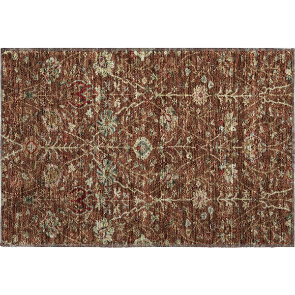 Dubrovnik Machine Washable Transitional Paprika Orange Rug 1'8" x 2'6"