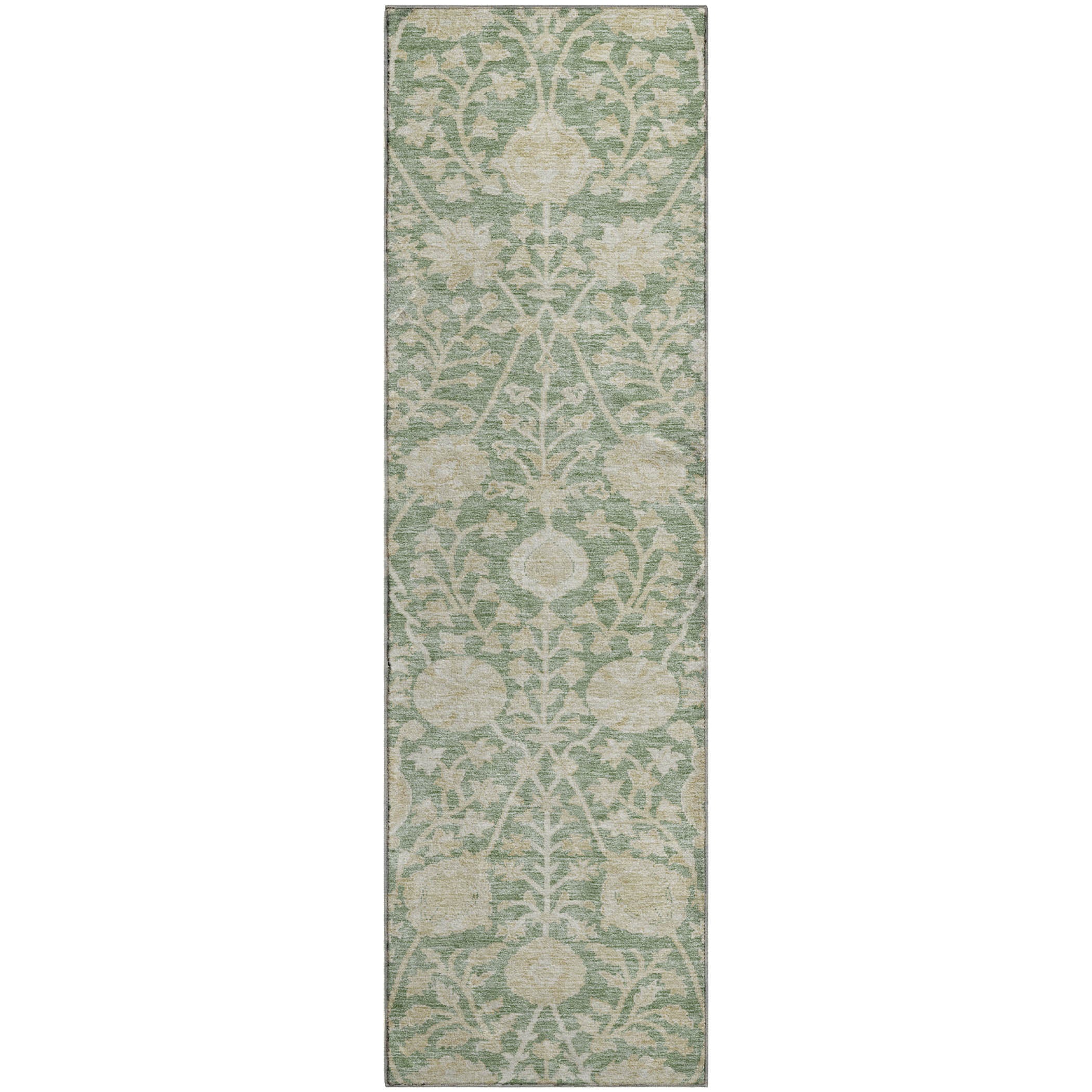 Budapest Machine Washable Transitional Aloe Green Rug 2'3" x 7'6" #shape_Runner
