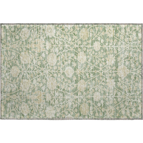 Budapest Machine Washable Transitional Aloe Green Rug 1'8" x 2'6"