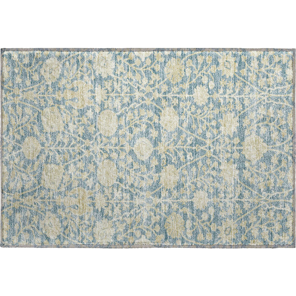 Budapest Machine Washable Transitional Sky Blue Rug 1'8" x 2'6"