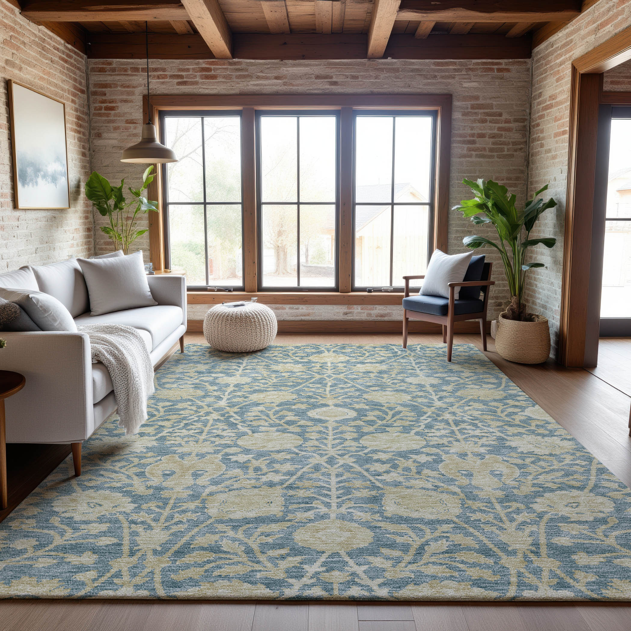 Budapest Machine Washable Transitional Sky Blue Rug 2'6" x 3'10" #shape_Rectangle