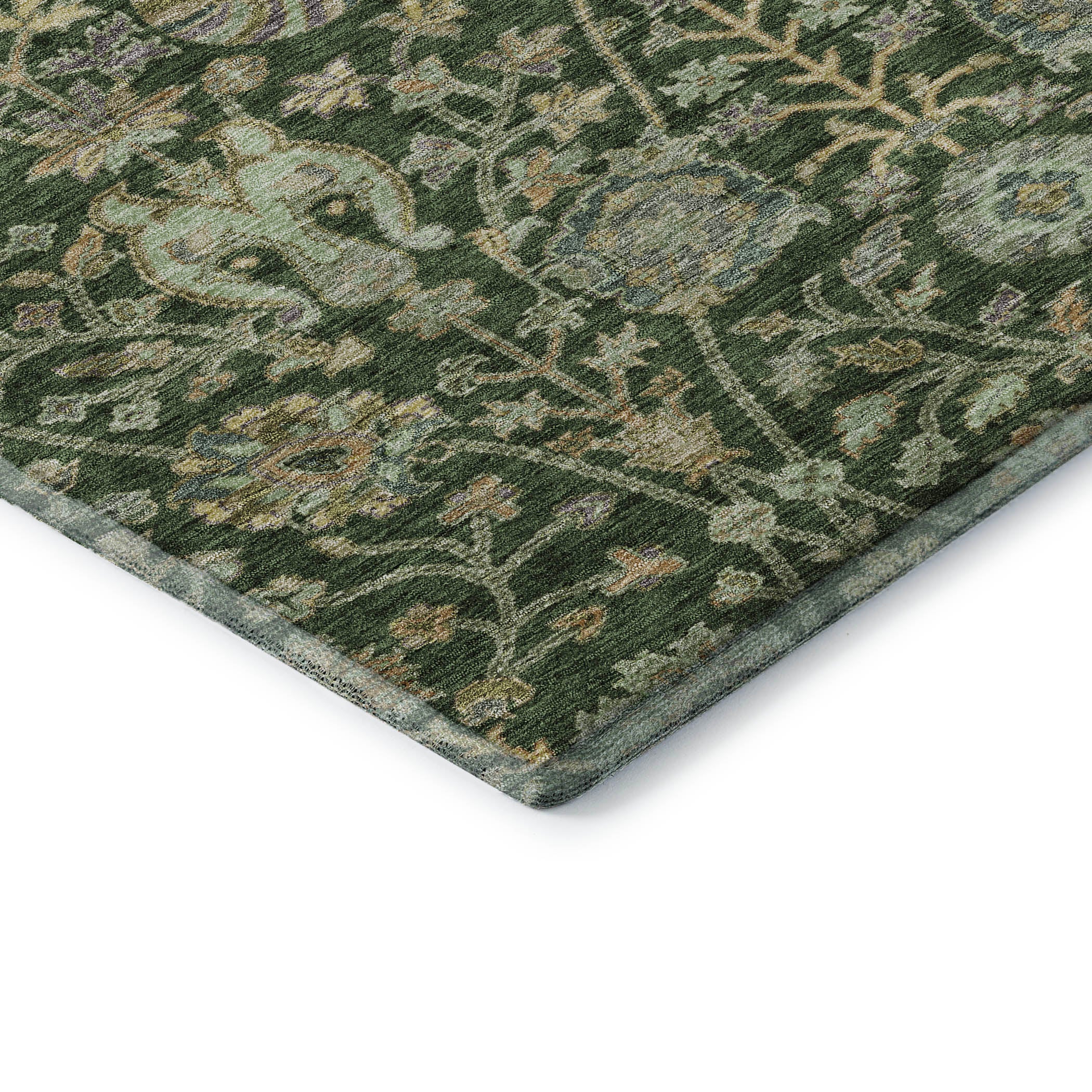 Bangkok Machine Washable Transitional Green Rug 1'8" x 2'6" #shape_Rectangle