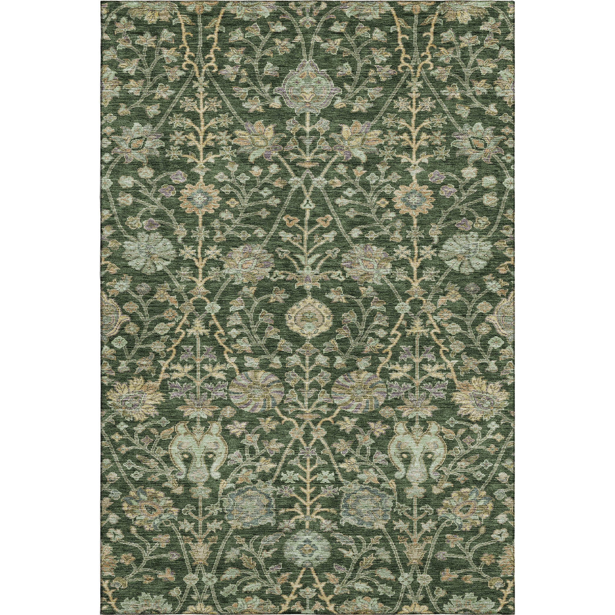 Bangkok Machine Washable Transitional Green Rug 2'6" x 3'10" #shape_Rectangle