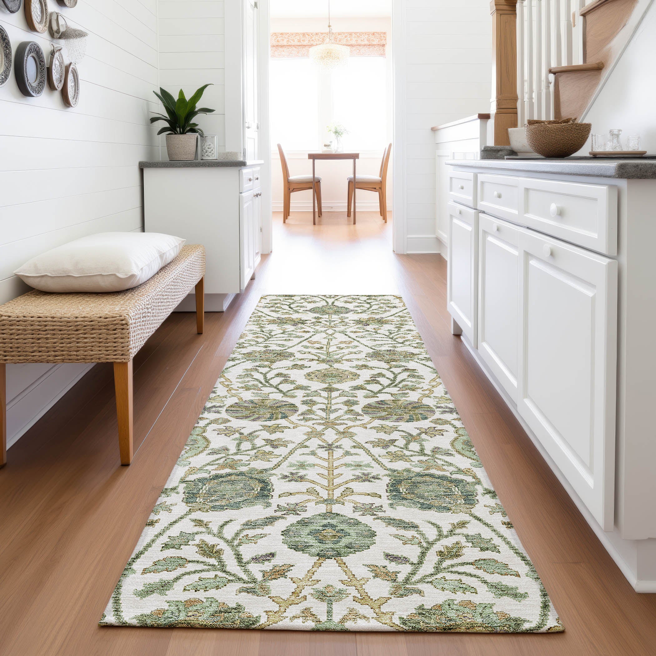 Bangkok Machine Washable Transitional Ivory Rug 2'3" x 7'6" #shape_Runner