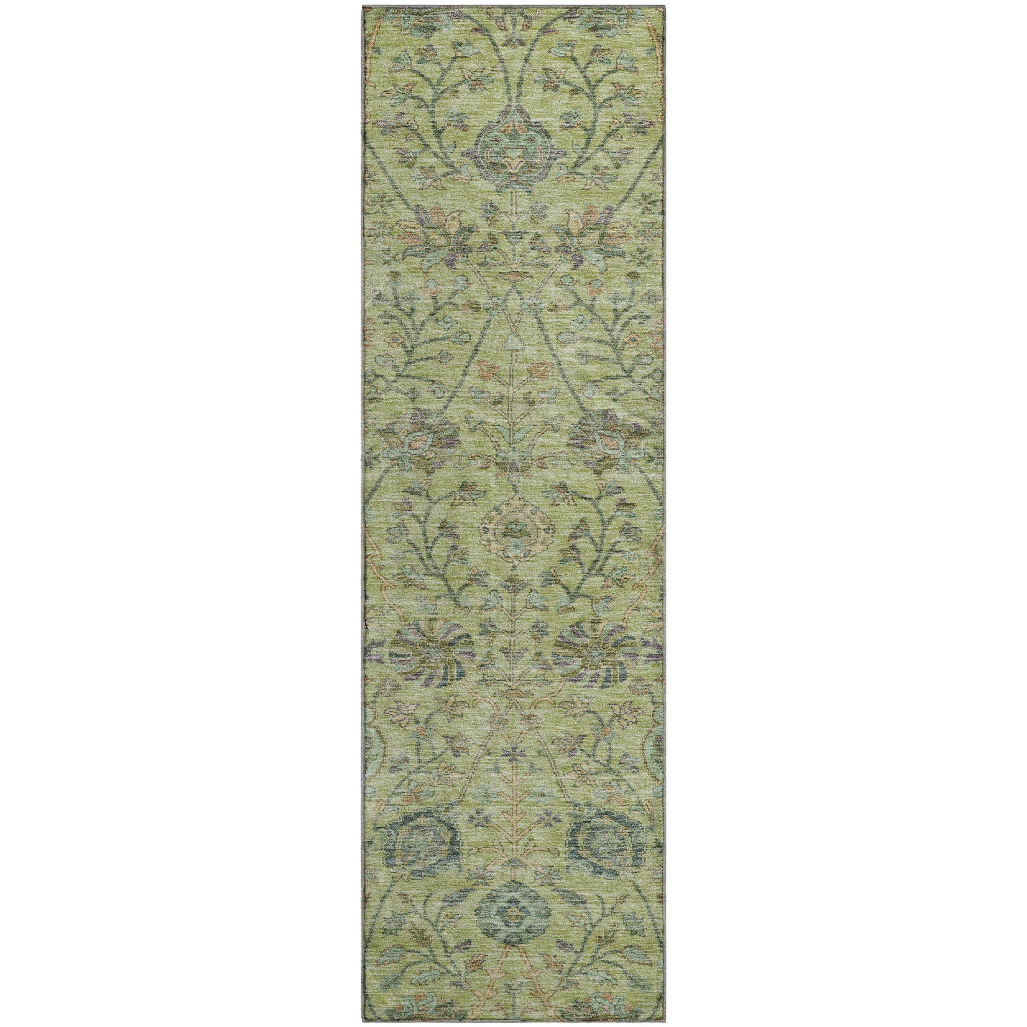 Bangkok Machine Washable Transitional Mint Green Rug 2'3" x 7'6" #shape_Runner