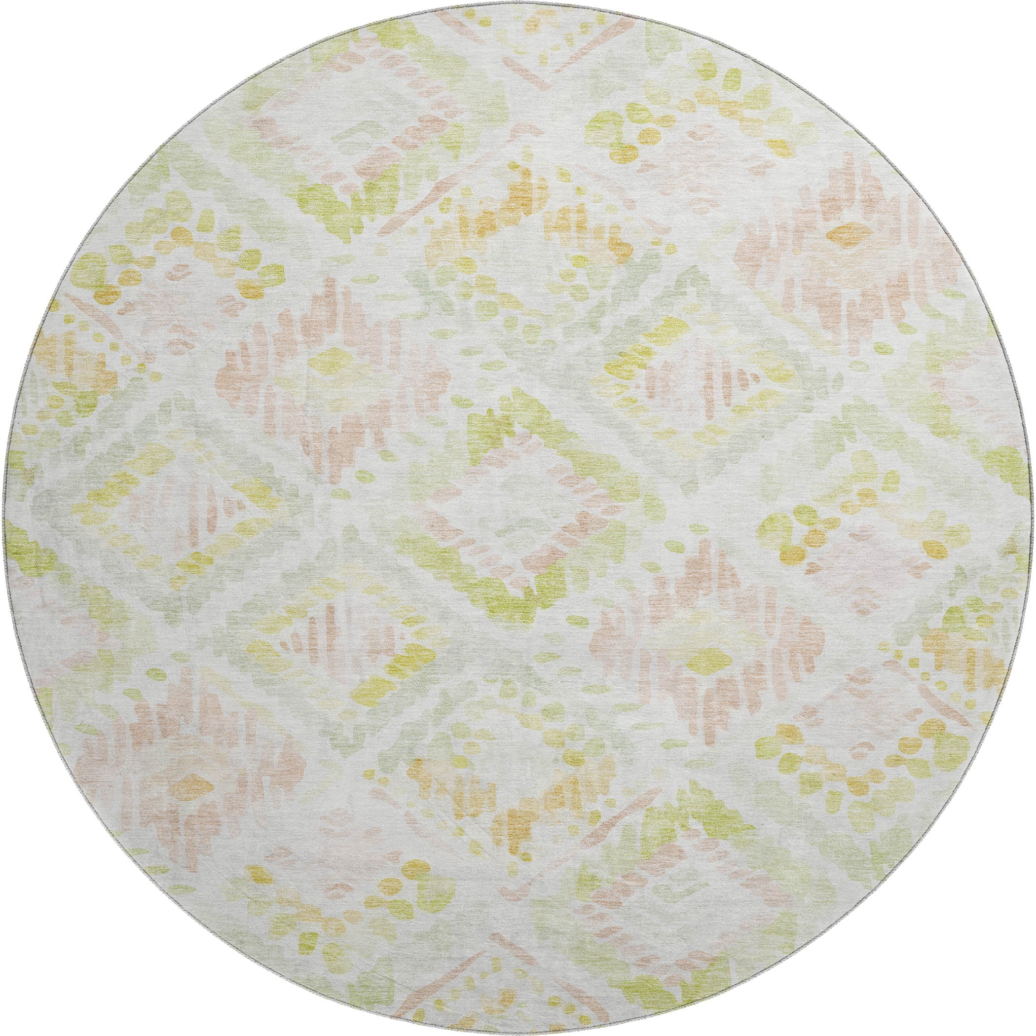 Sarajevo Machine Washable Transitional Pink Rug 8' x 8' #shape_Round