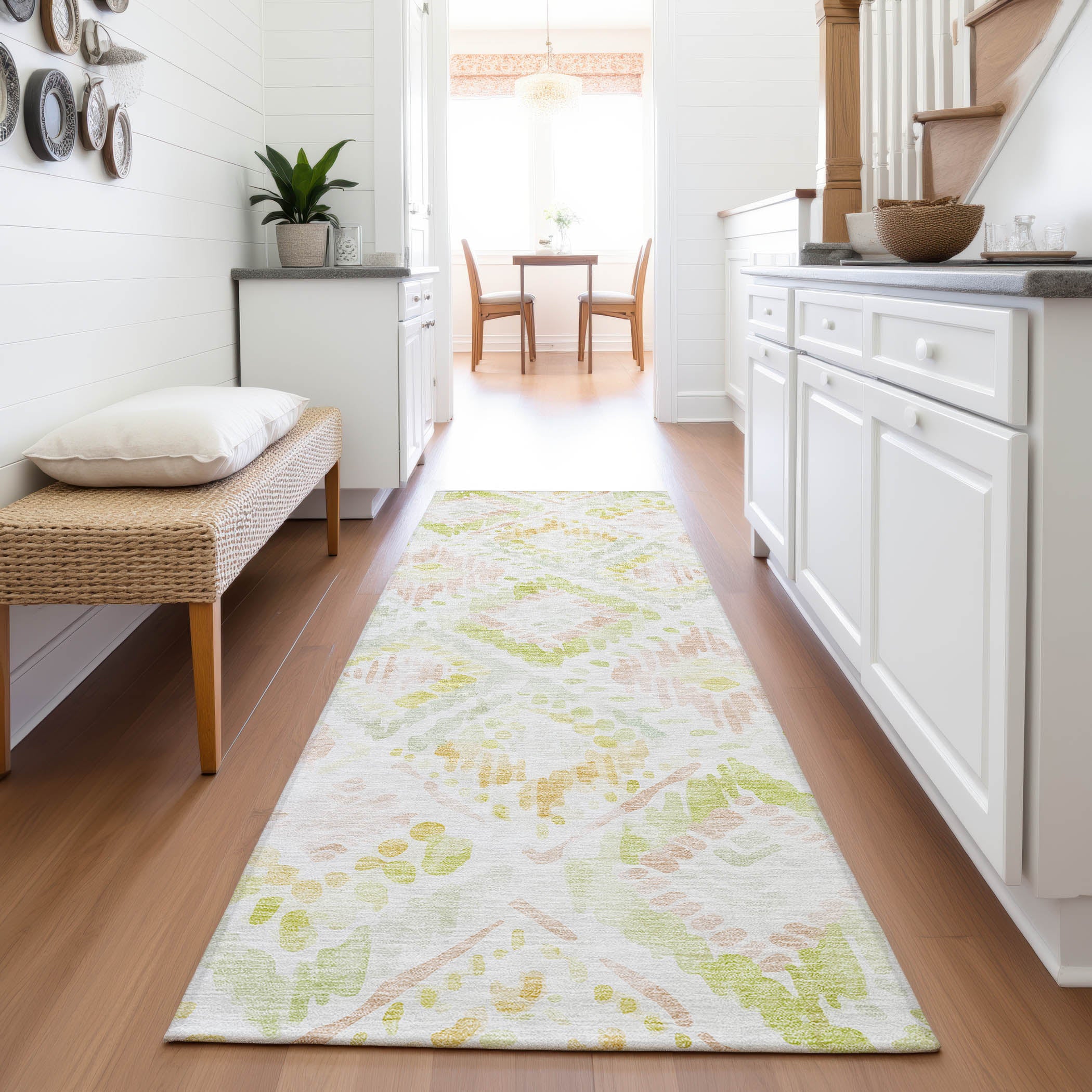 Sarajevo Machine Washable Transitional Pink Rug 2'3" x 7'6" #shape_Runner
