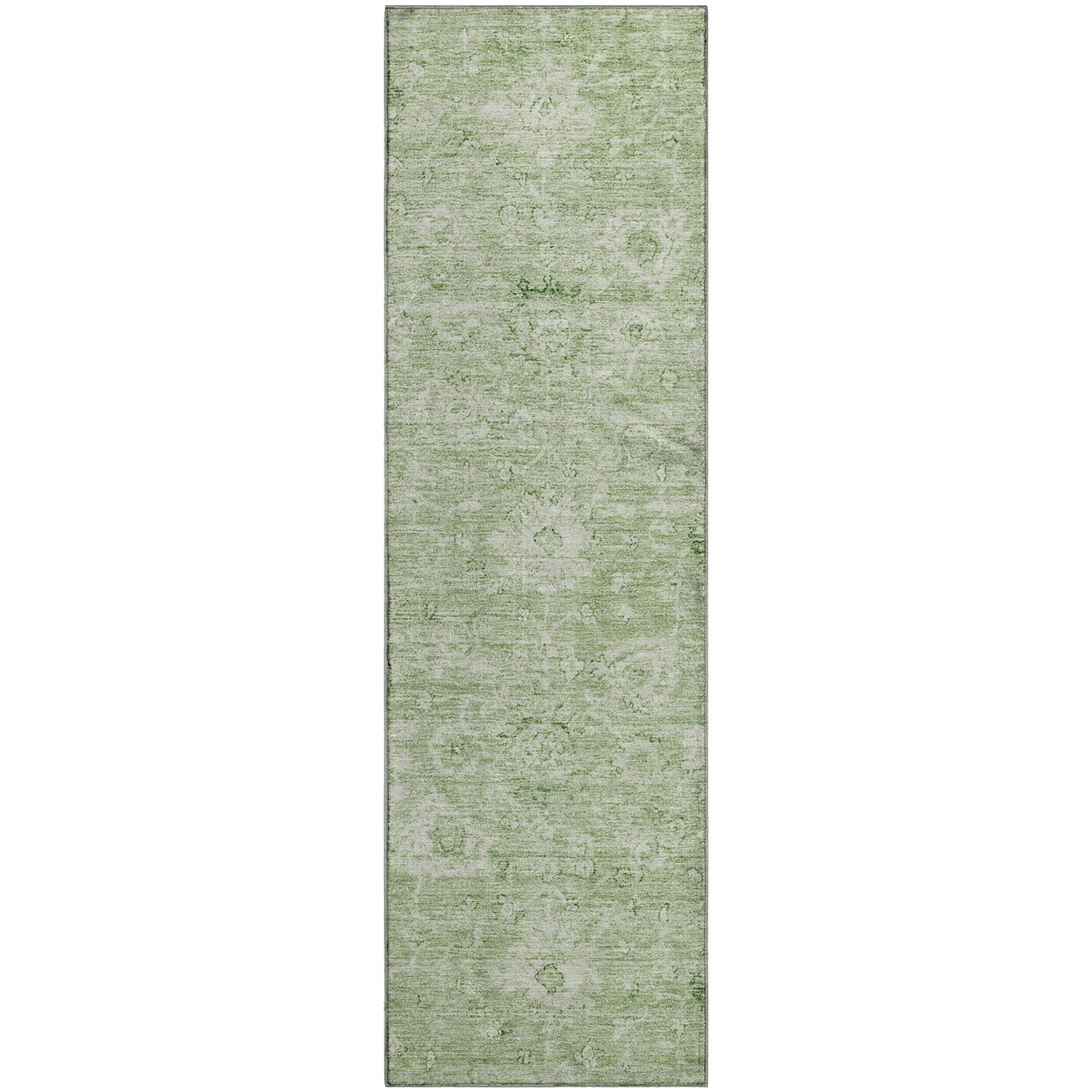 Sarajevo Machine Washable Transitional Aloe Green Rug 2'3" x 7'6" #shape_Runner