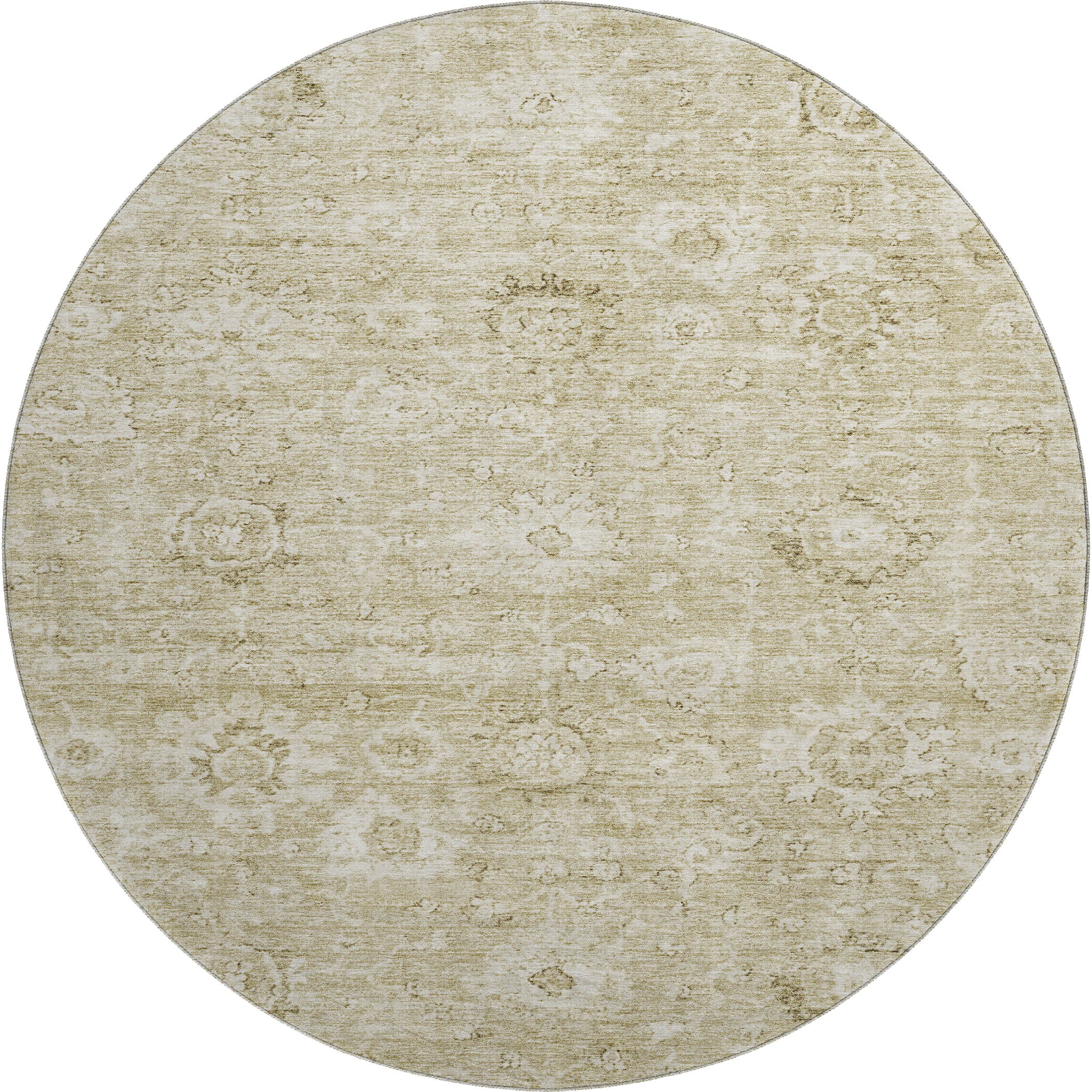 Sarajevo Machine Washable Transitional Beige Brown Rug 8' x 8' #shape_Round