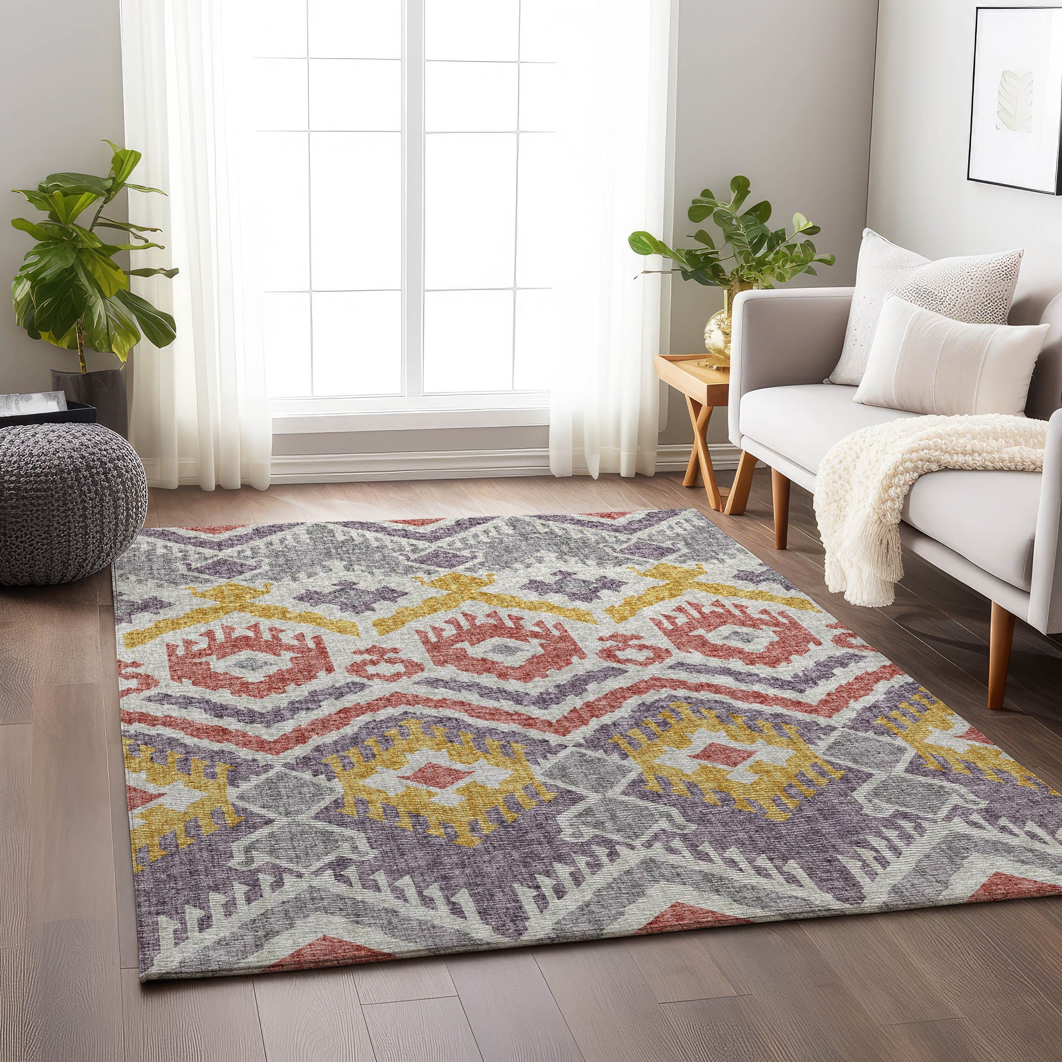 Sintra Machine Washable Transitional Purple Rug 2'6" x 3'10" #shape_Rectangle