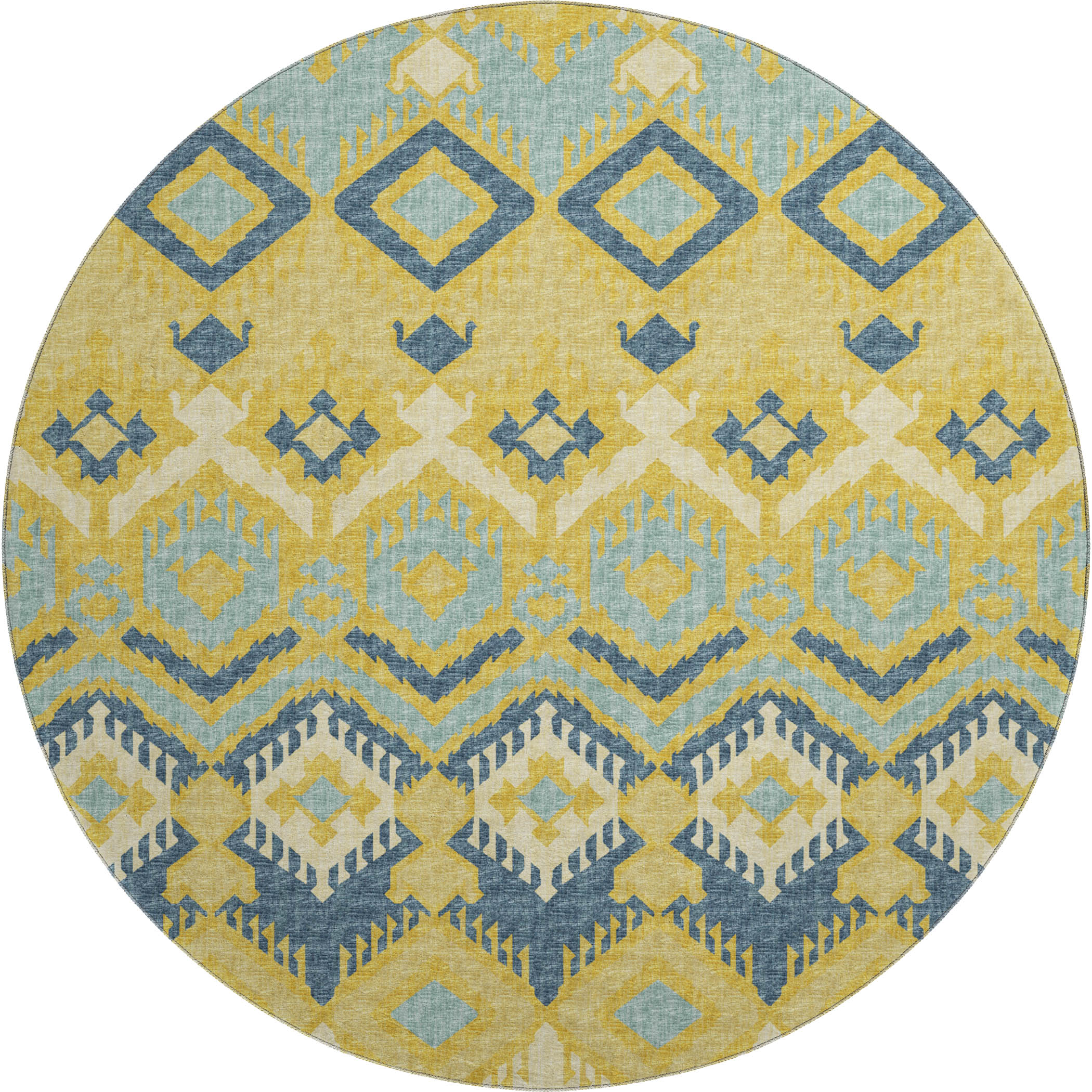 Sintra Machine Washable Transitional Yellow Rug 8' x 8' #shape_Round