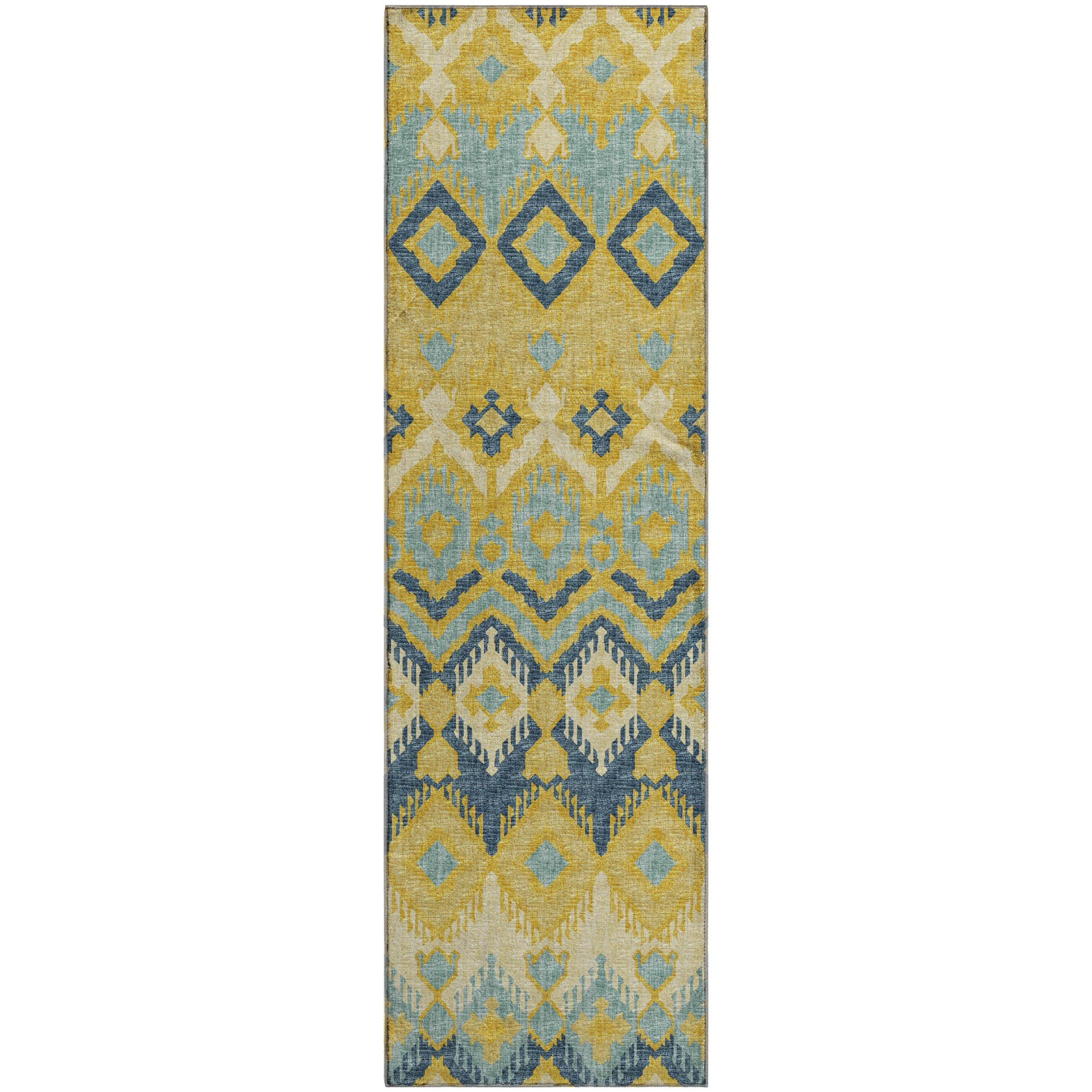 Sintra Machine Washable Transitional Yellow Rug 2'3" x 7'6" #shape_Runner