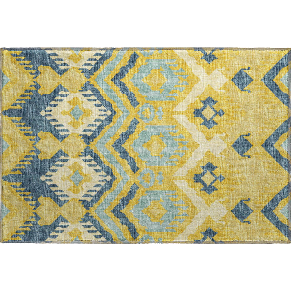Sintra Machine Washable Transitional Yellow Rug 1'8" x 2'6"