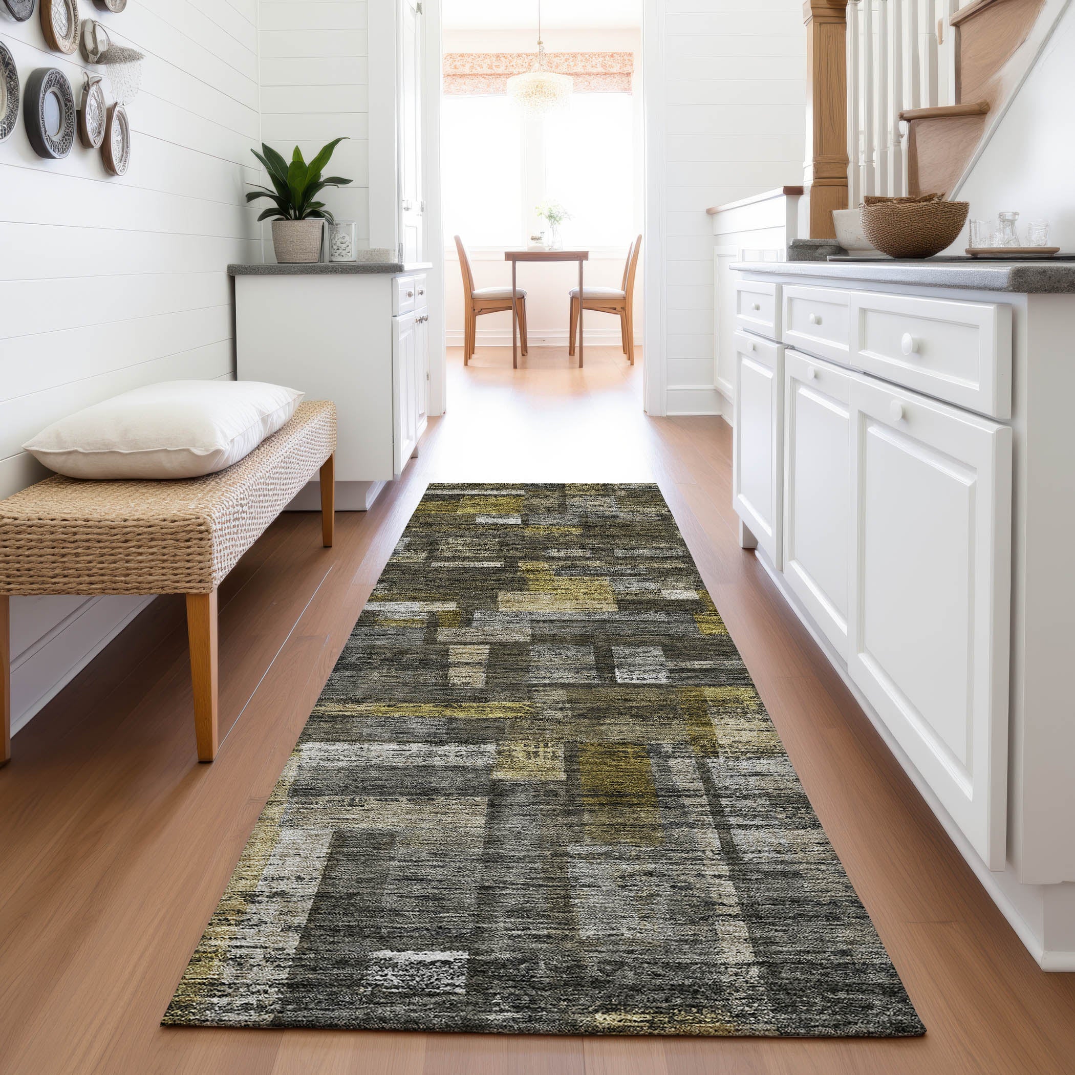 Sintra Machine Washable Transitional Charcoal Gray Rug 2'3" x 7'6" #shape_Runner