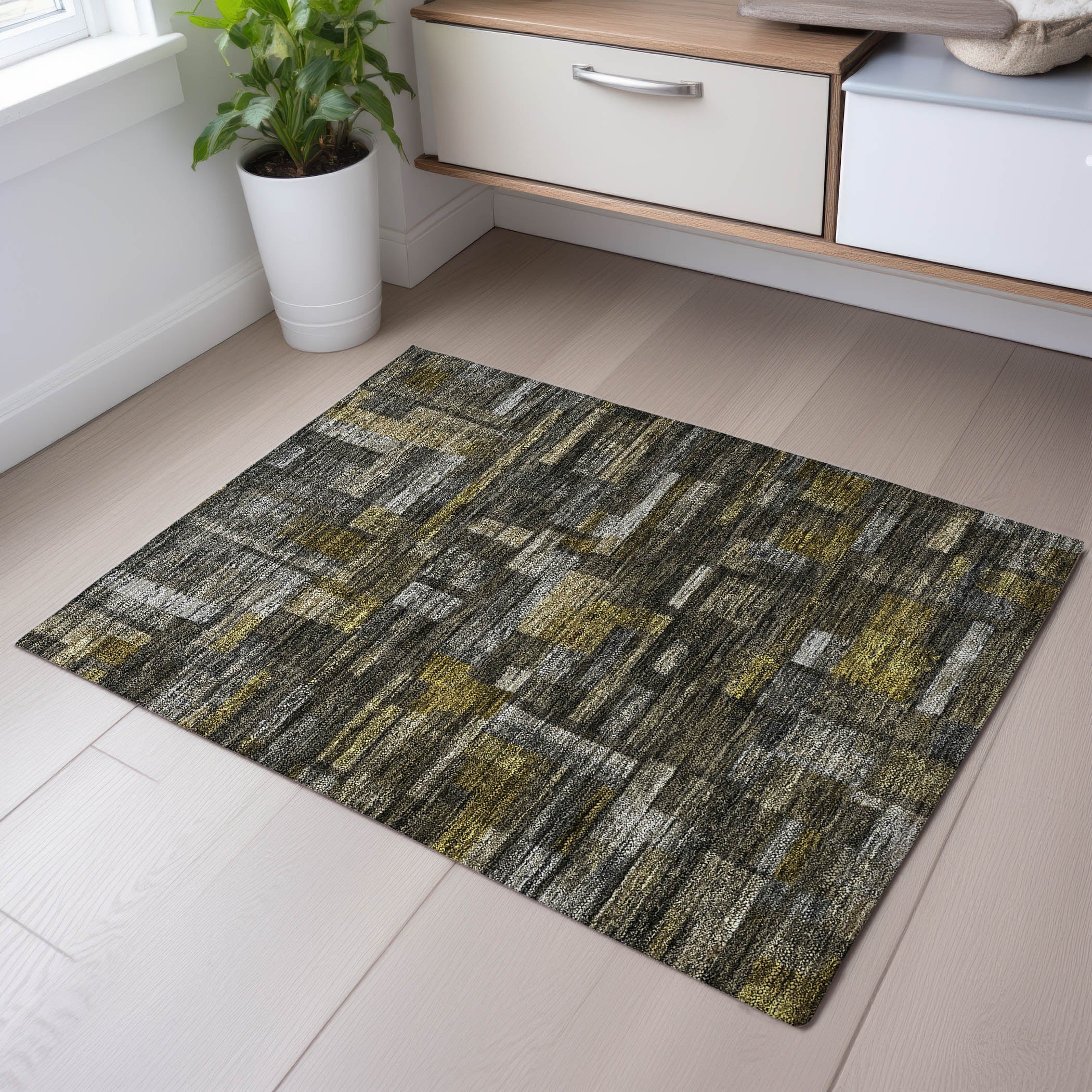 Sintra Machine Washable Transitional Charcoal Gray Rug 1'8" x 2'6" #shape_Rectangle