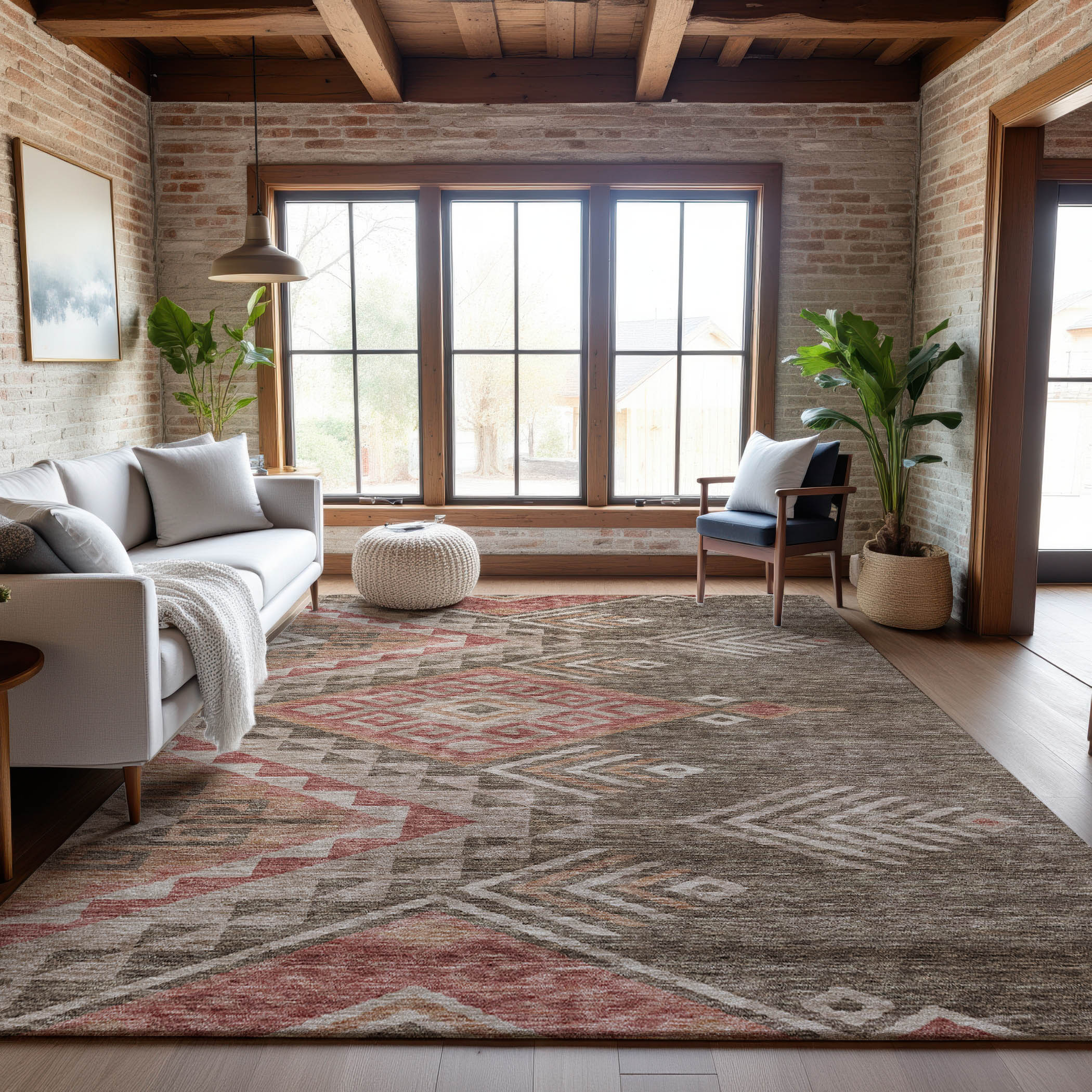 Sarajevo Machine Washable Transitional Brown Rug 2'6" x 3'10" #shape_Rectangle