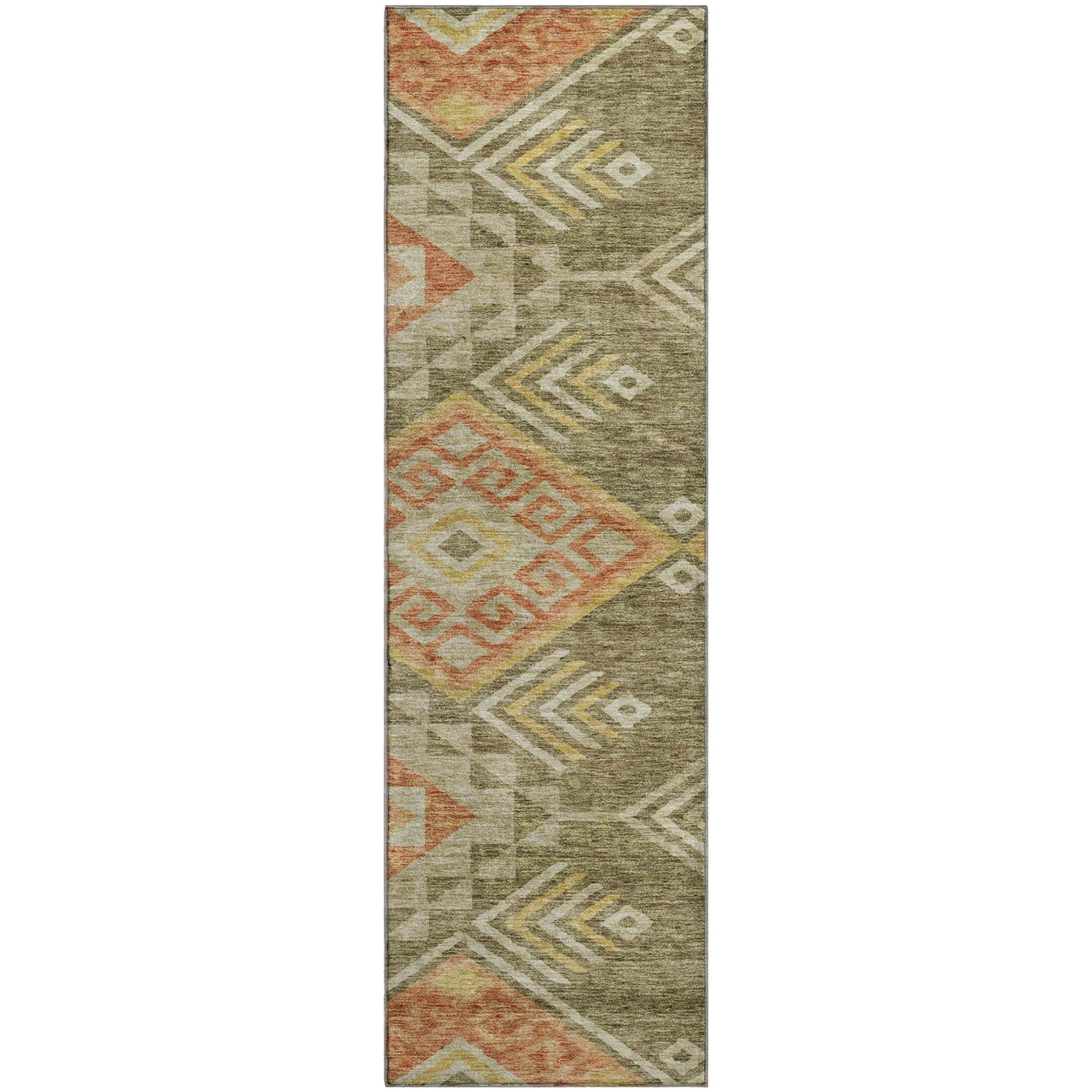Sarajevo Machine Washable Transitional Green Rug 2'3" x 7'6" #shape_Runner