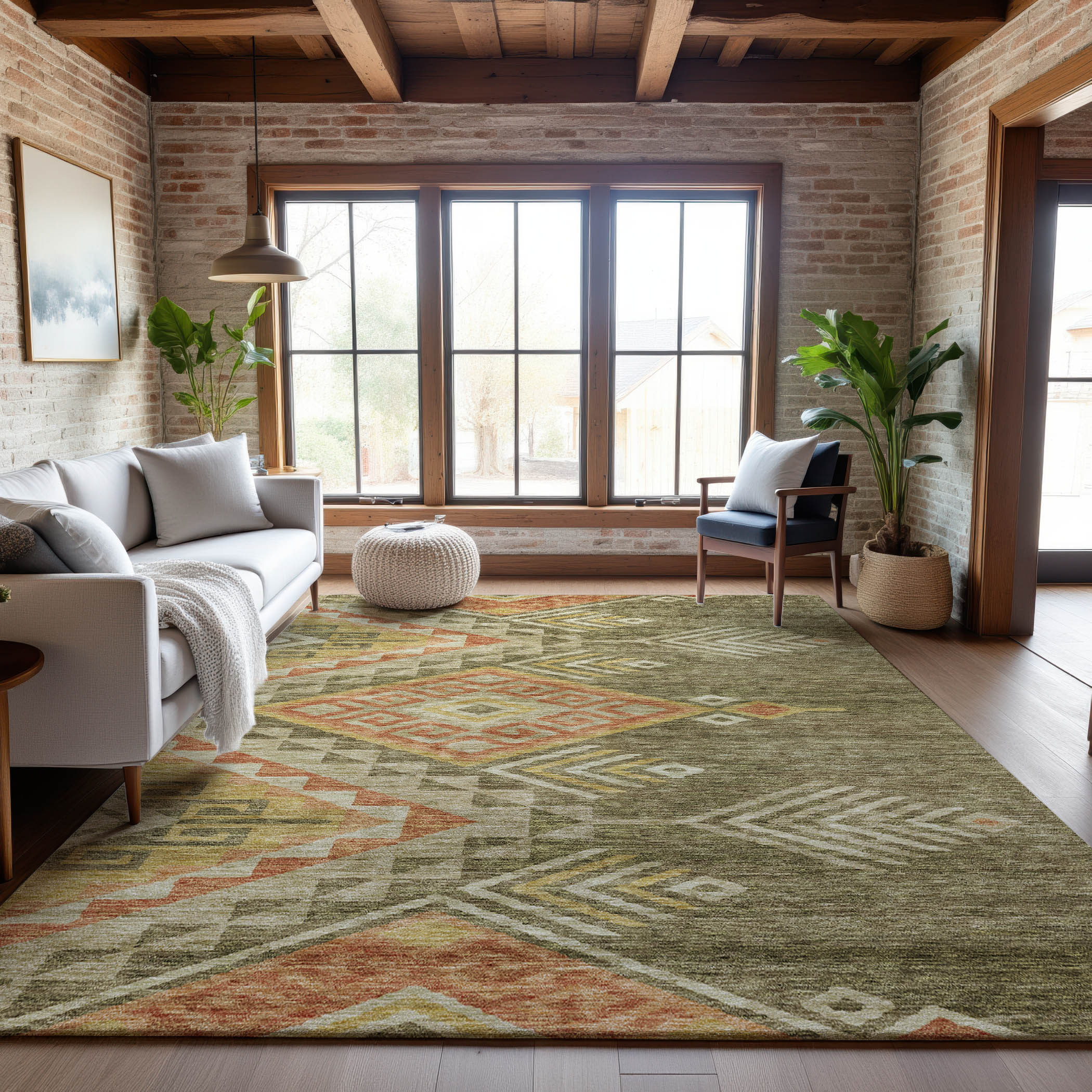 Sarajevo Machine Washable Transitional Green Rug 2'6" x 3'10" #shape_Rectangle