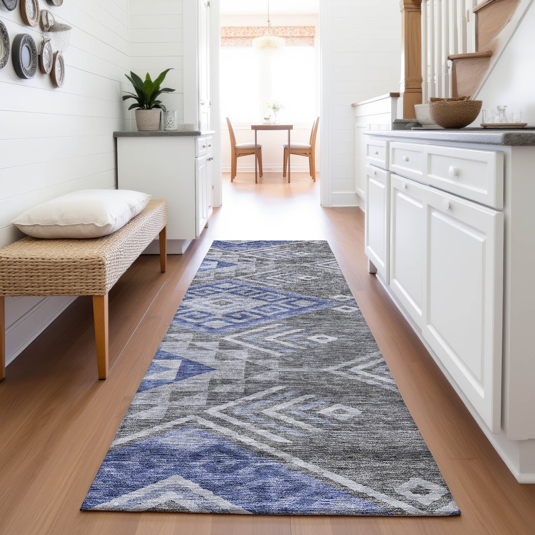 Sarajevo Machine Washable Transitional Pewter Gray Rug 2'3" x 7'6" #shape_Runner